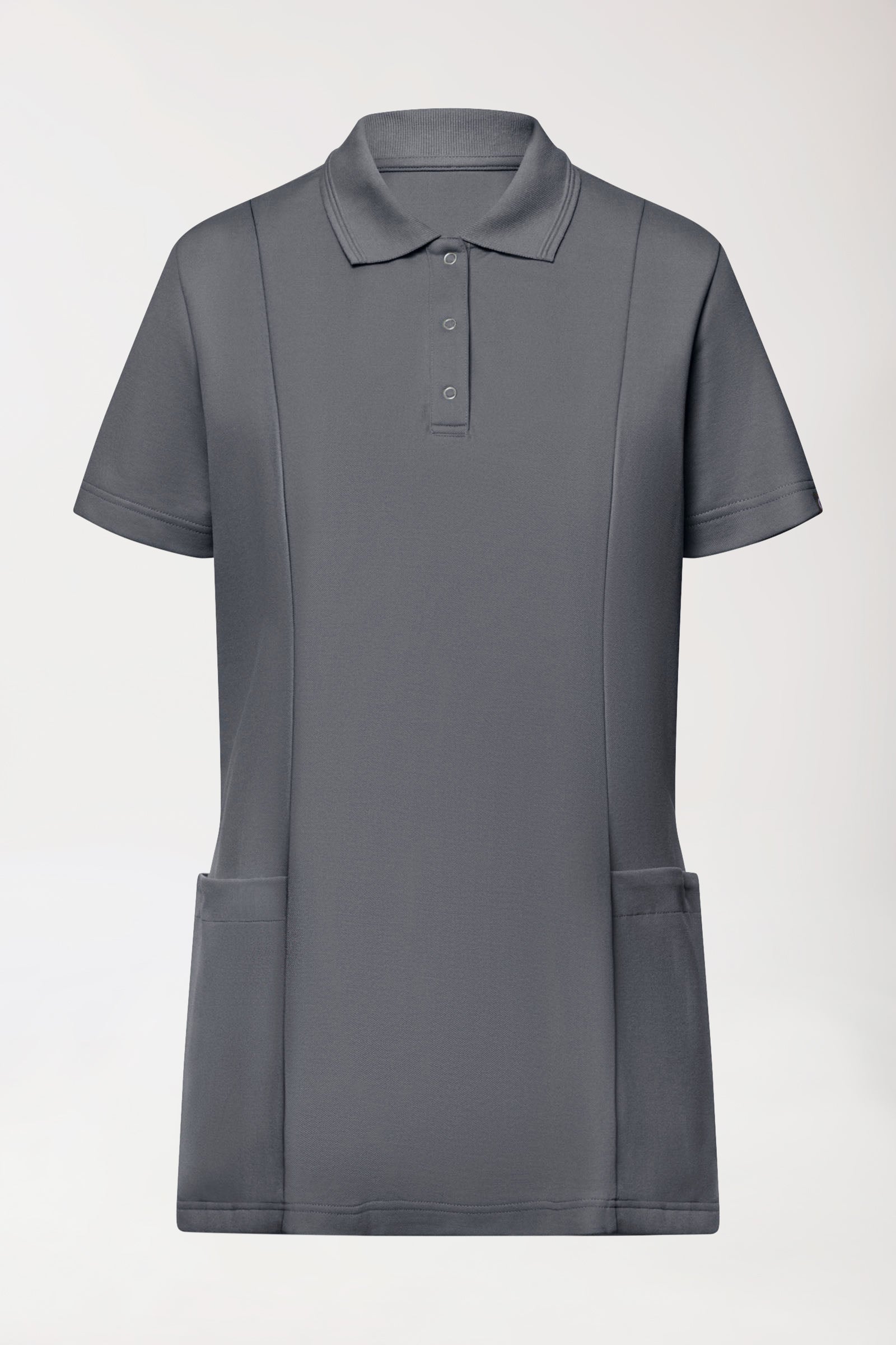 COMFY FLEX Stretch Schlupfkasack Damen - Polokragen steingrau, Vue de face