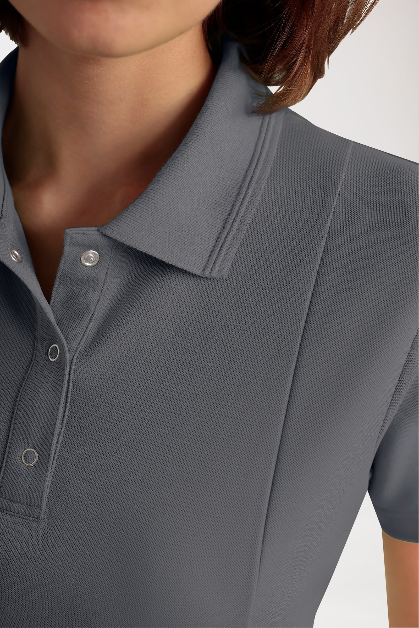 COMFY FLEX Stretch Schlupfkasack Damen - Polokragen steingrau, Vue de face