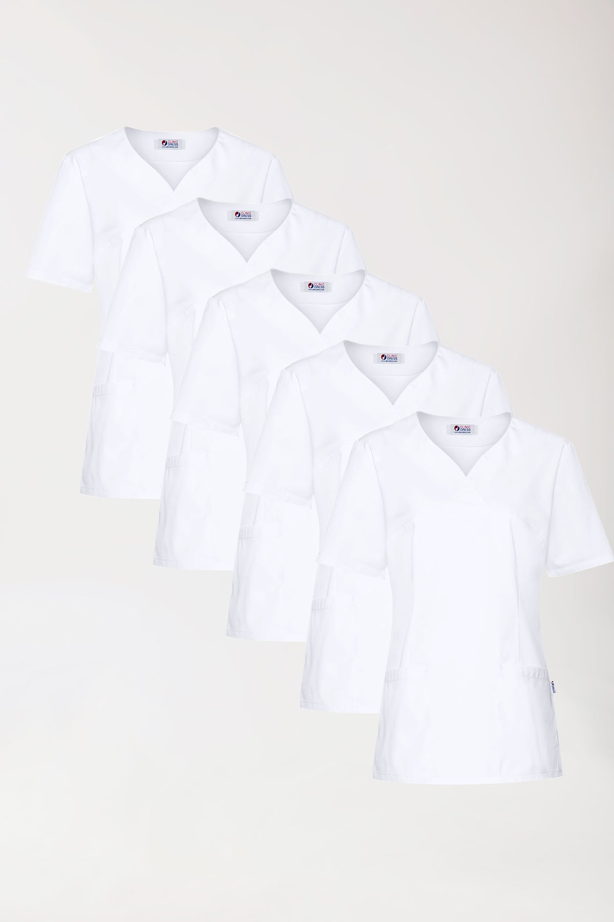 CORE Schlupfkasack Damen - 5er-Pack - Herzausschnitt weiss