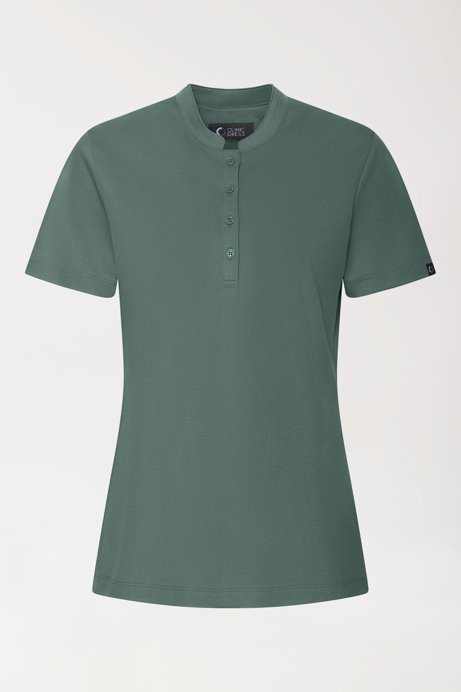 COMFY FLEX Stretch Shirt Damen - Stehkragen dunkelgrün, Vue de face