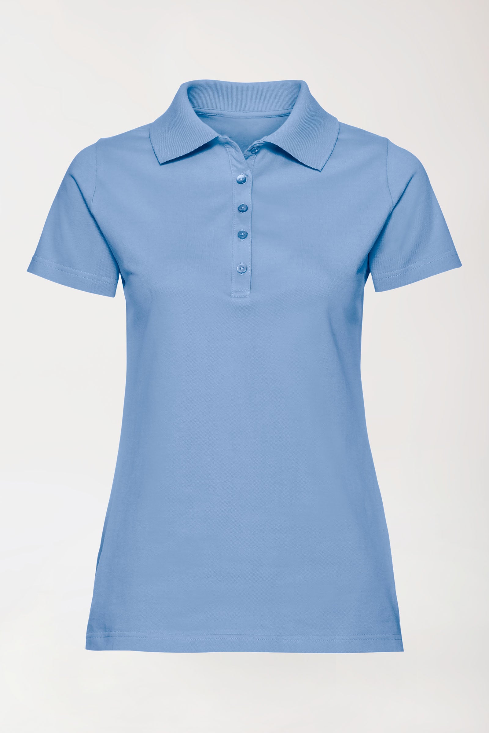 Stretch Shirt Damen - Polokragen himmelblau, Vorderansicht
