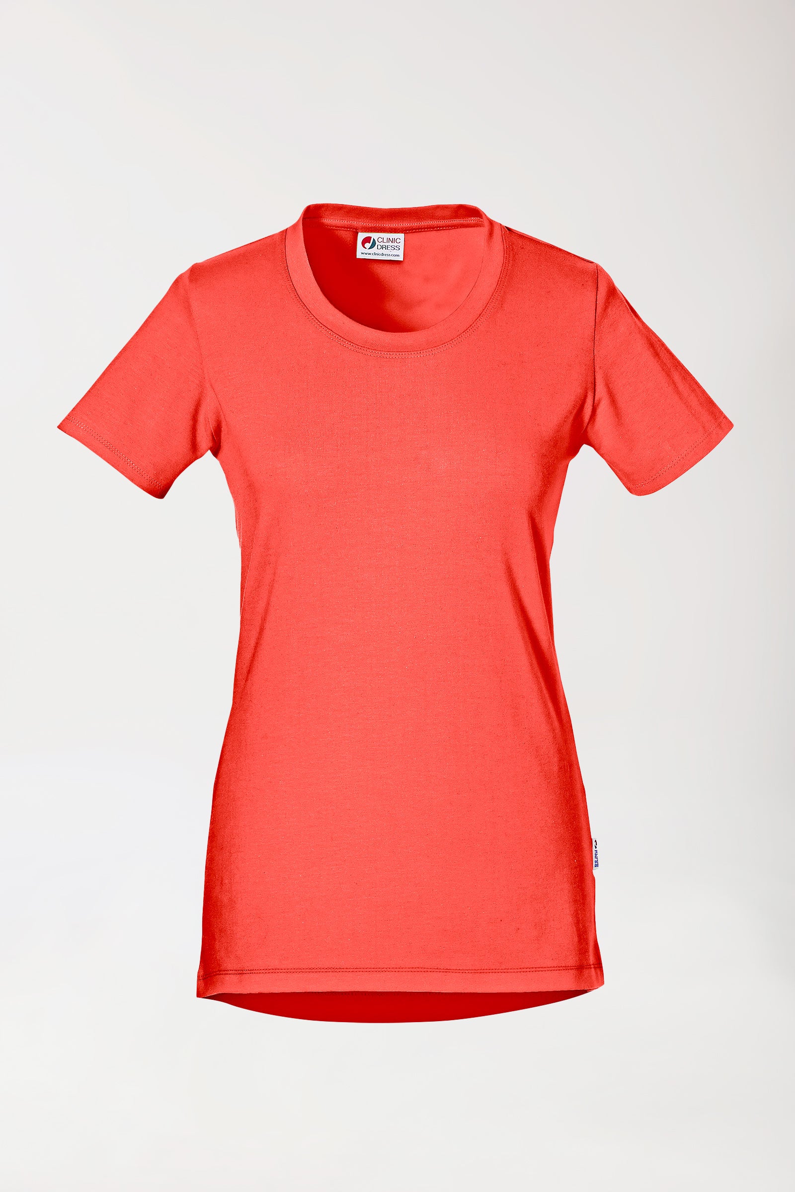 Longshirt Damen Mandarinrot 1/2-Arm, Vorderansicht