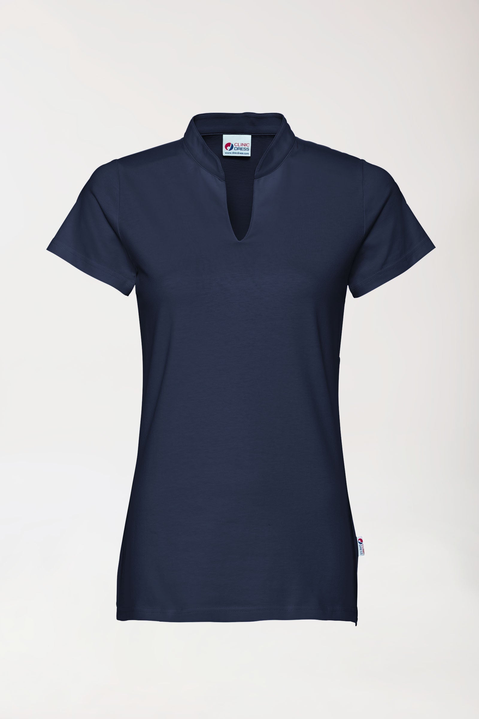 Stretch Shirt Damen - Stehkragen navy, Vorderansicht