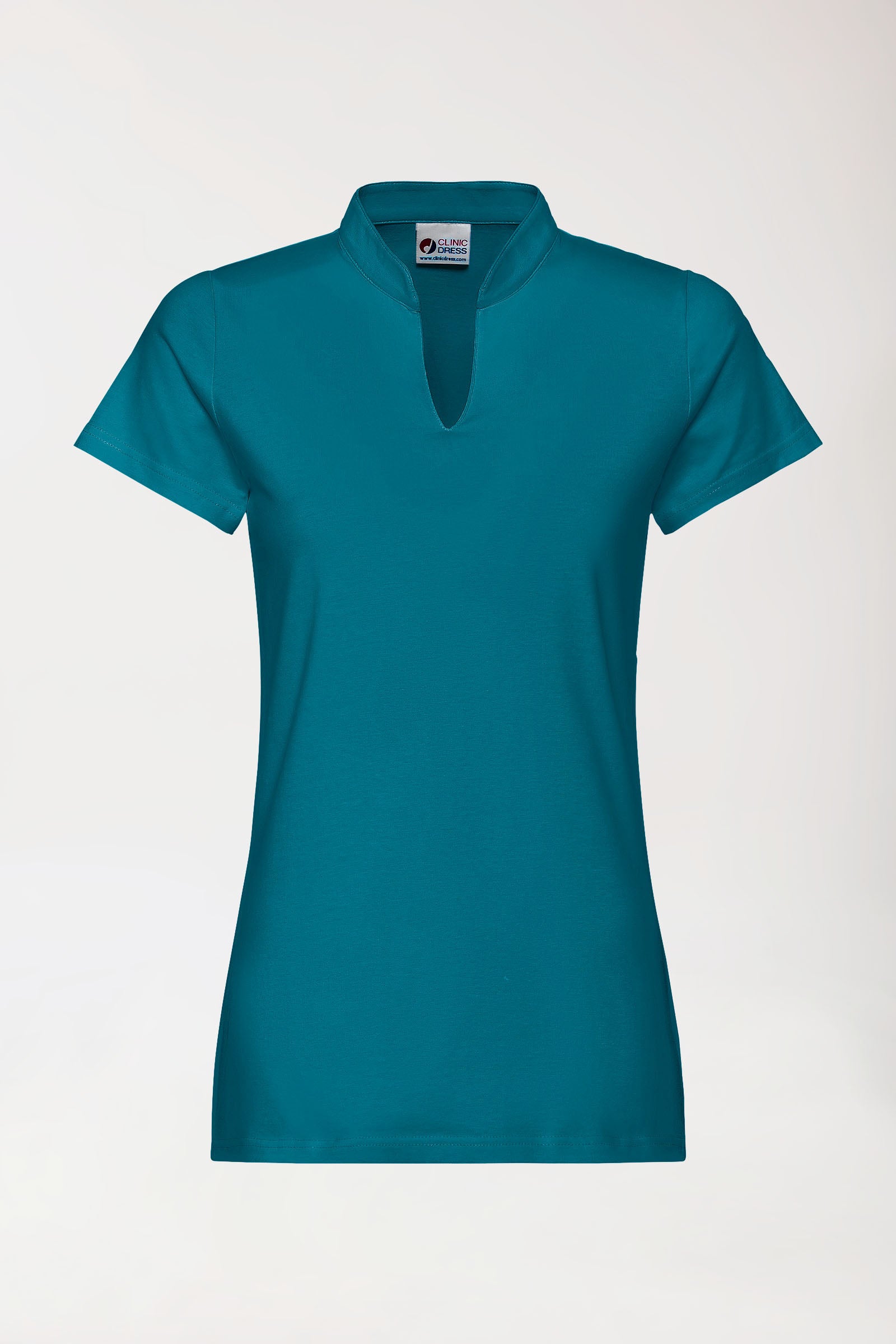Stretch Shirt Damen - Stehkragen petrol