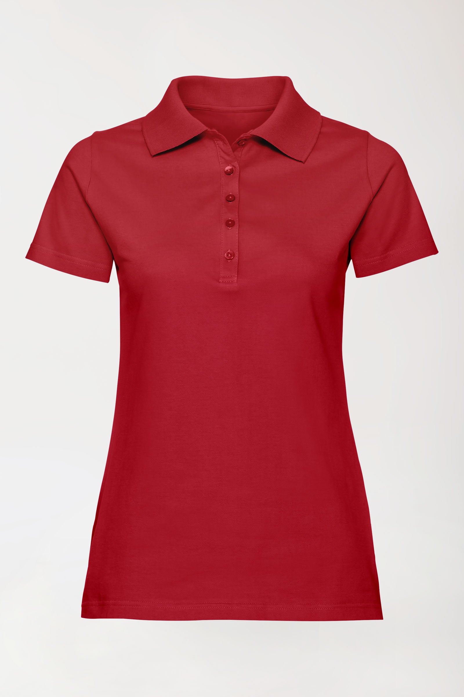 Stretch Shirt Damen - Polokragen rot, Vorderansicht