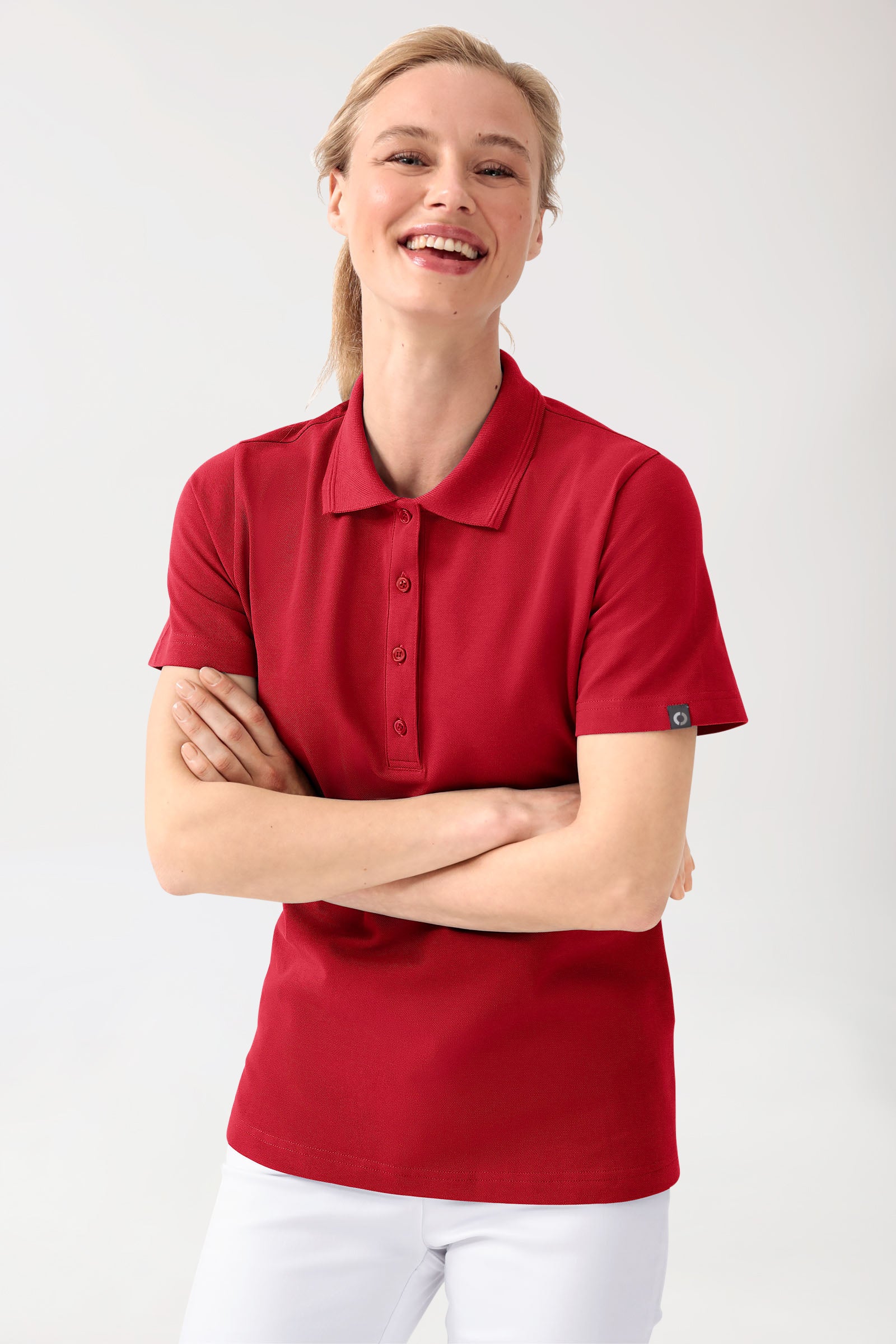 COMFY FLEX Stretch Shirt Damen - Polokragen rot, Vue de face