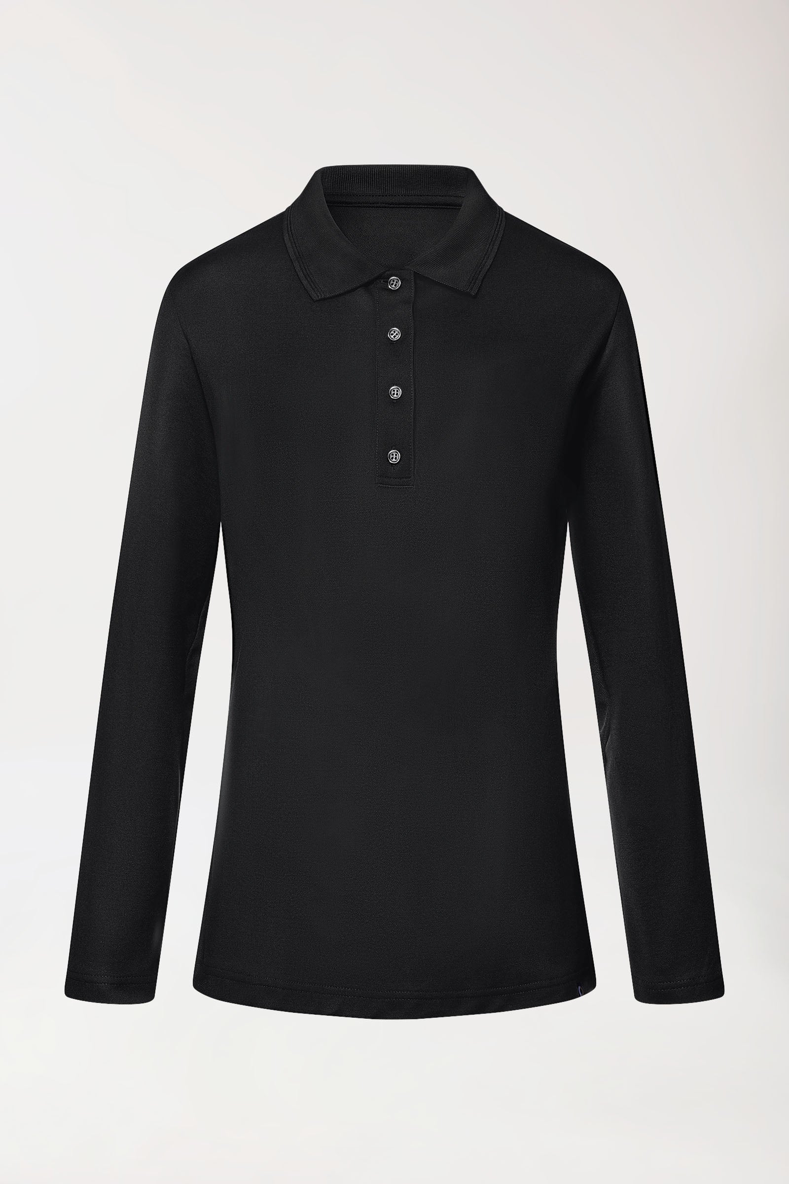 COMFY FLEX Stretch Longsleeve Damen - Polokragen schwarz, Vue de face