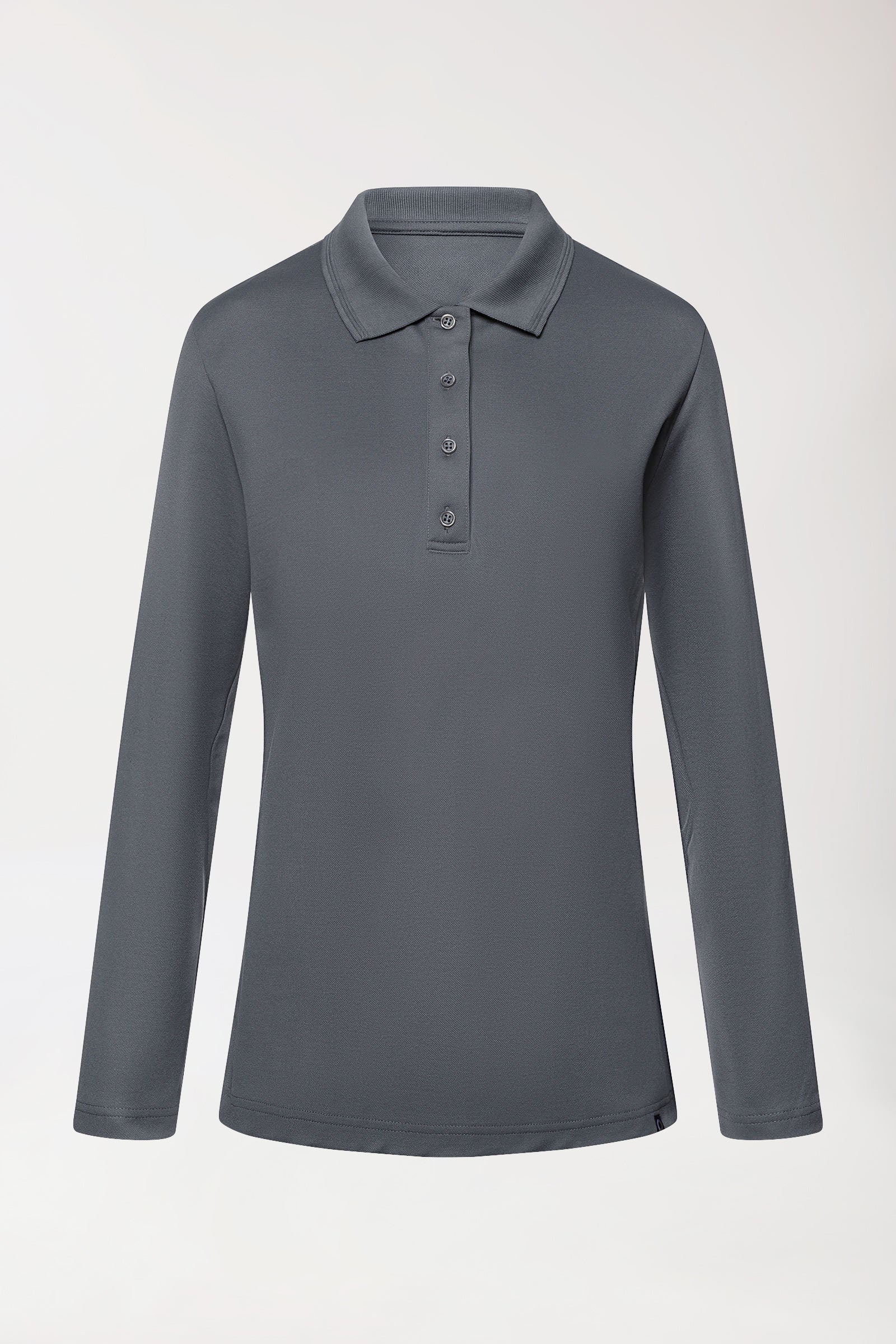 COMFY FLEX Stretch Longsleeve Damen - Polokragen steingrau, Vue de face