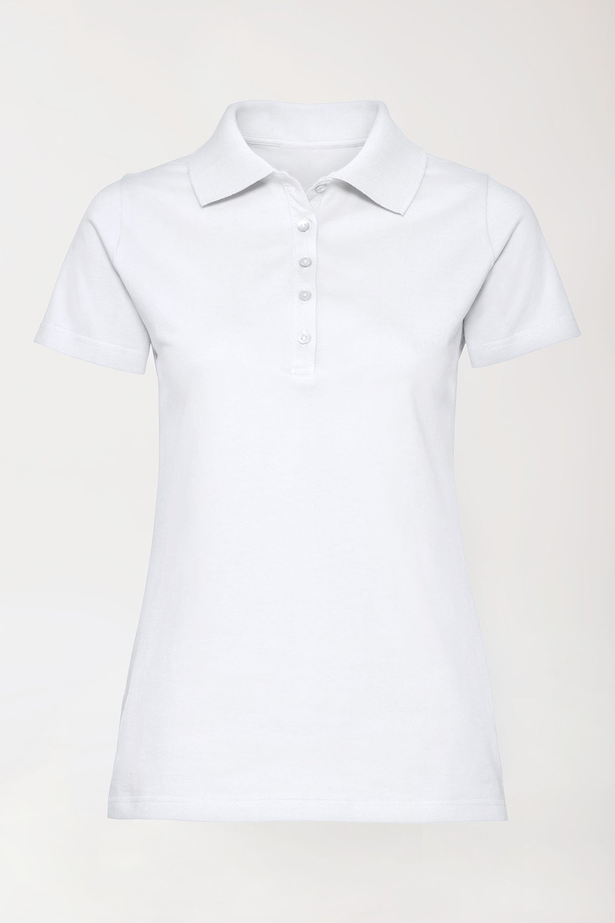 Stretch Shirt Damen - Polokragen weiss