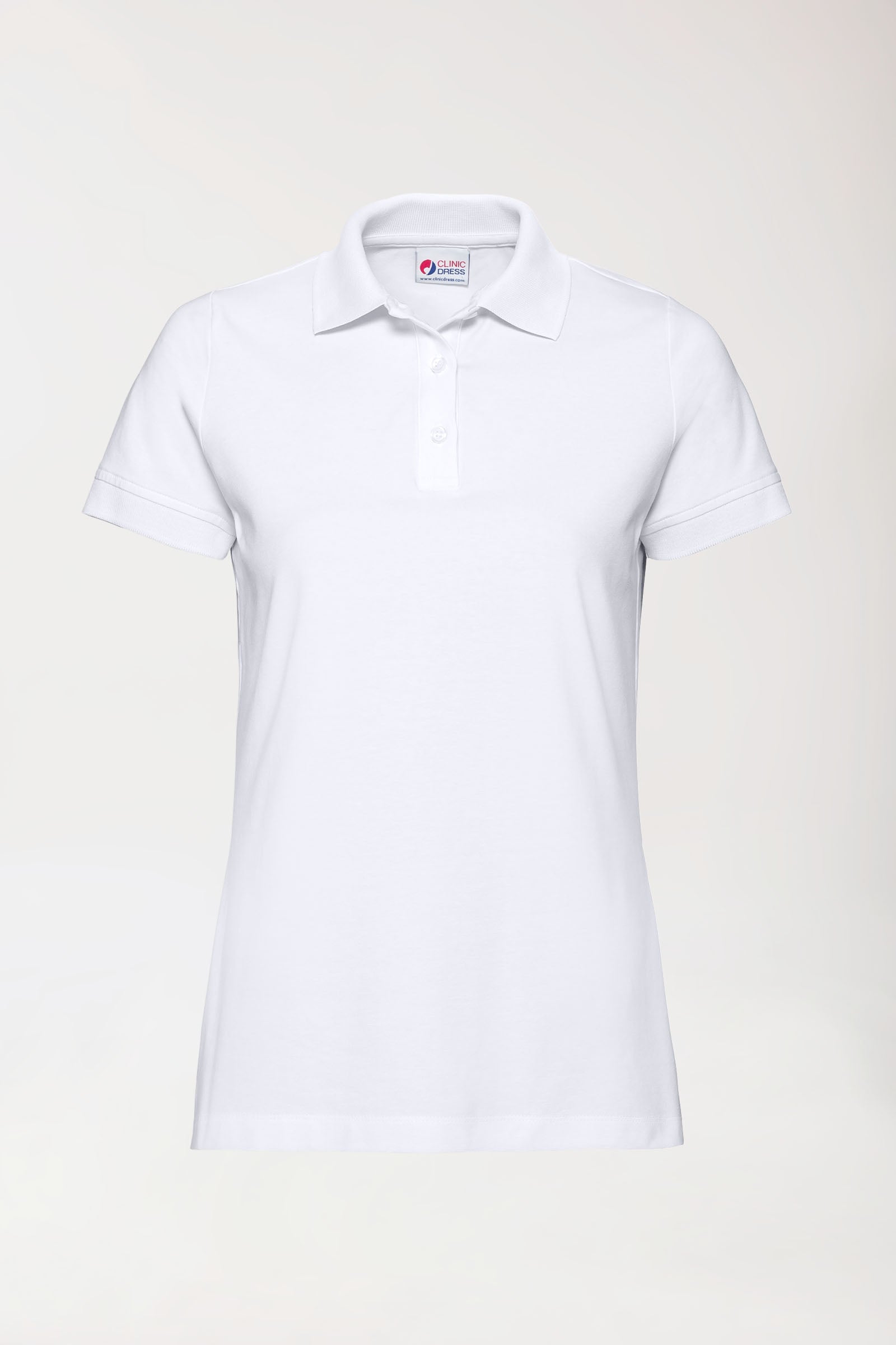 Stretch Shirt Damen - Polokragen - Knopfleiste weiss