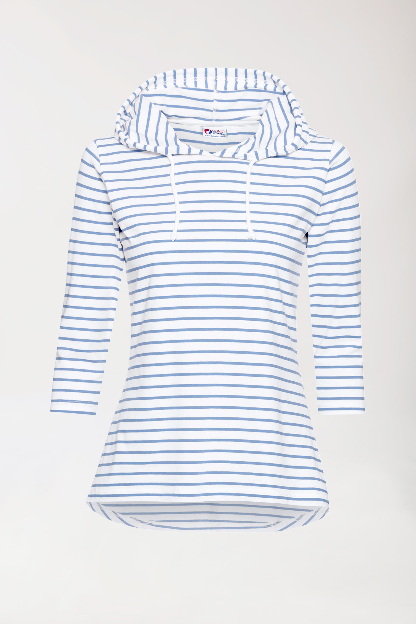 Kapuzenshirt Damen - 3/4 Arm weiss/blau