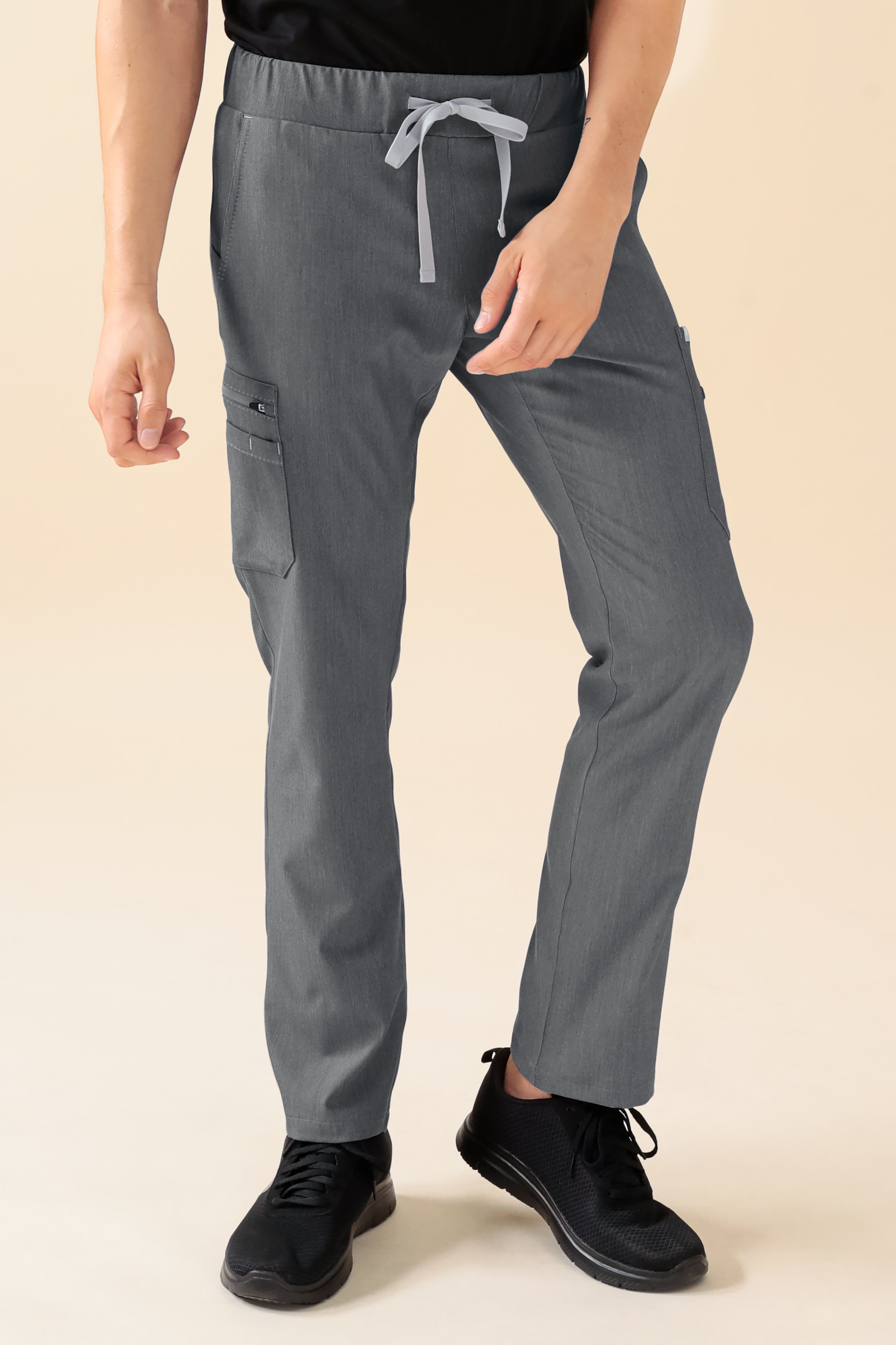 KAERE Hose Herren - gerader Saum mit Beintaschen grau melange
