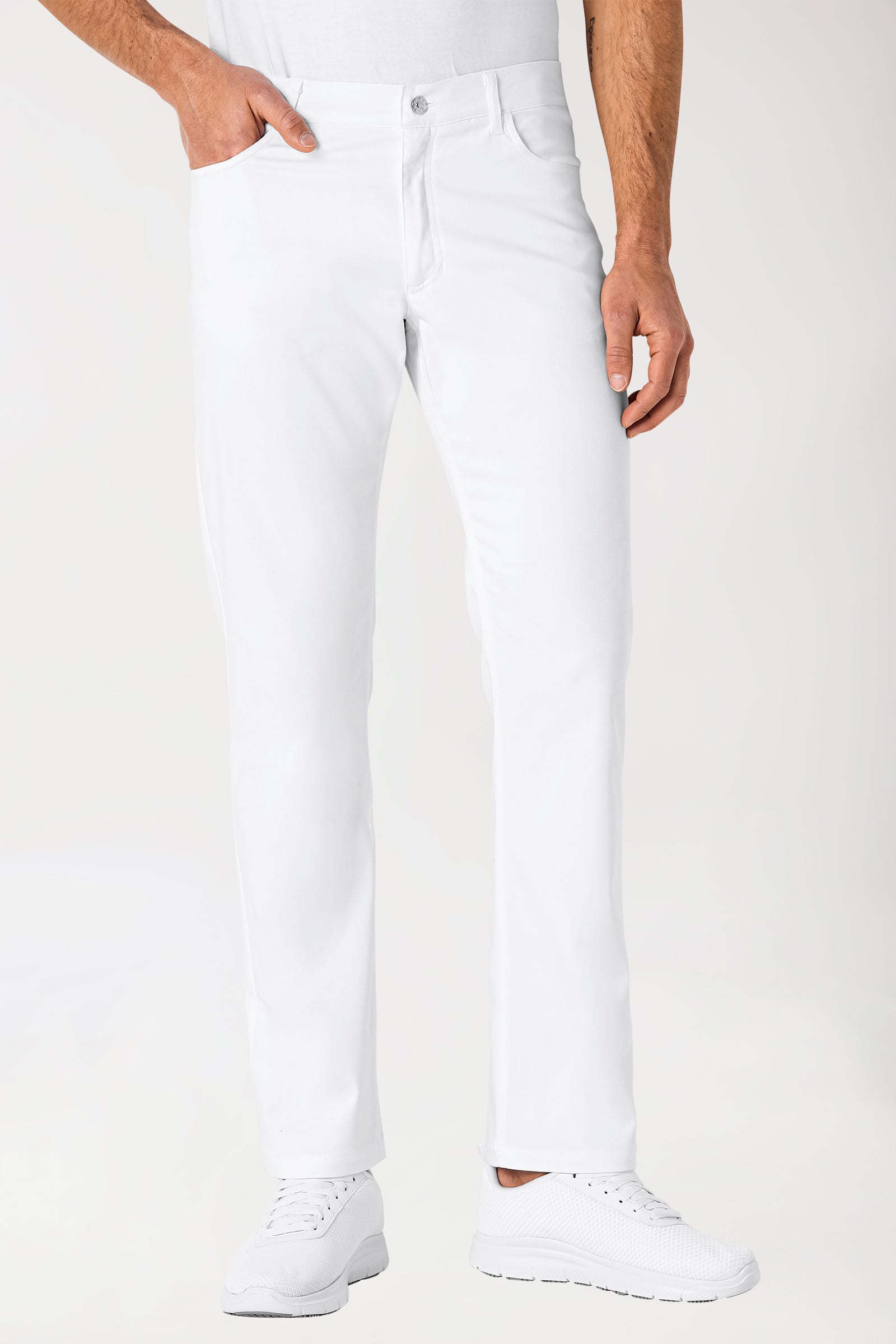 COMFY FLEX 5-Pocket Hose Herren - gerades Bein weiss, Vue de face