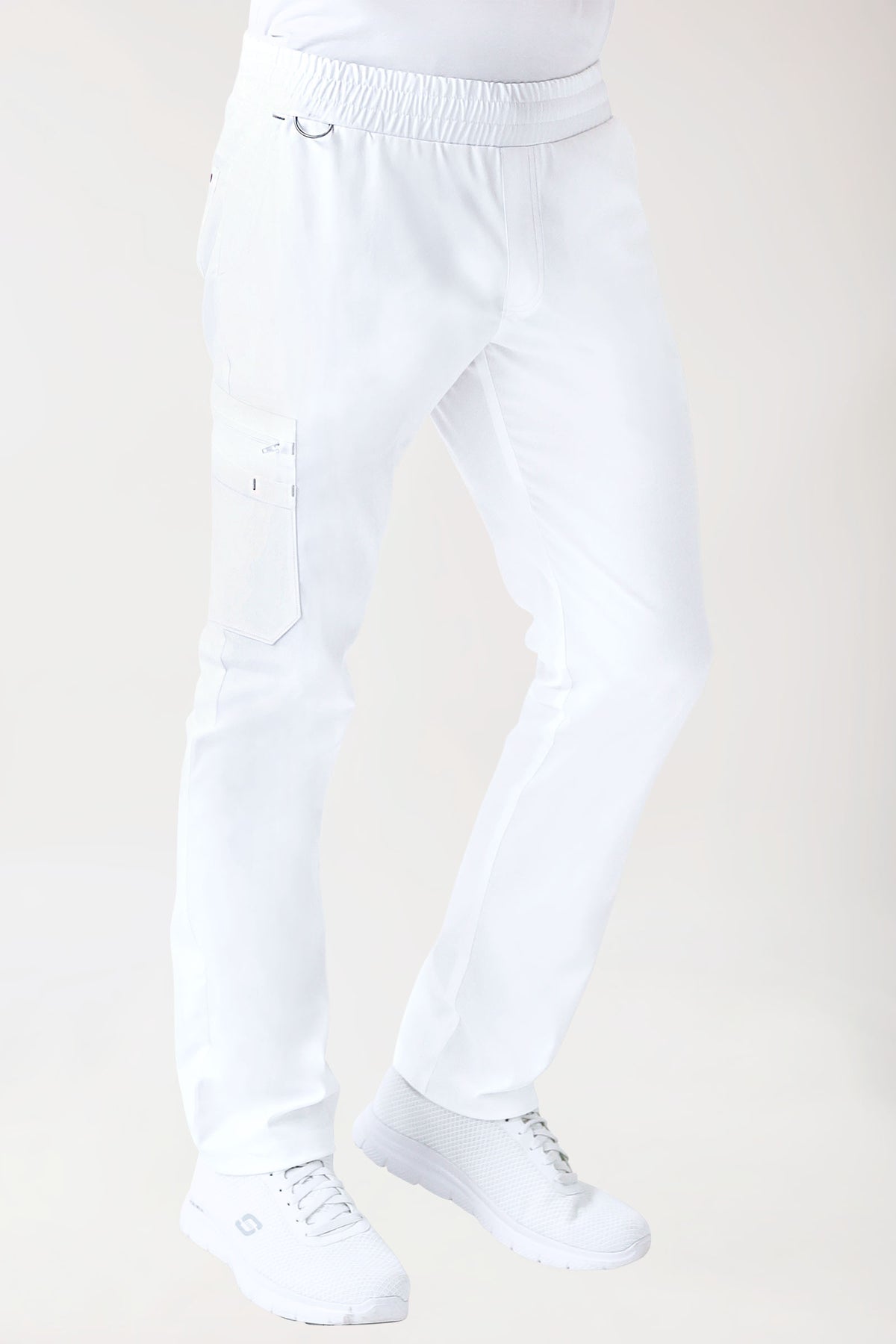 CLINIC STRETCH Hose Herren - gerader Saum weiss/grau