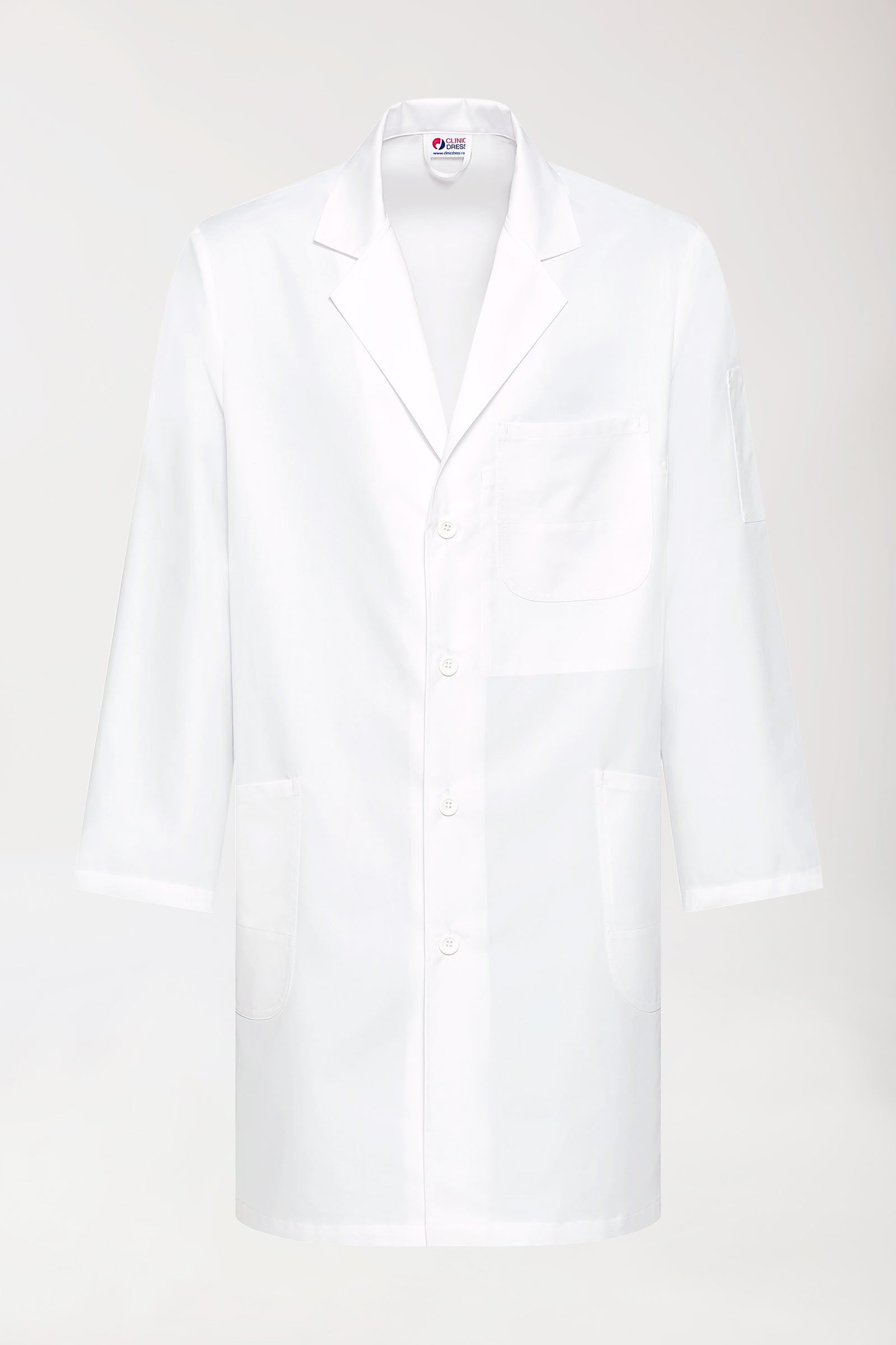 Mantel Herren - Reverskragen - durchgeknöpft weiss, Vue de face