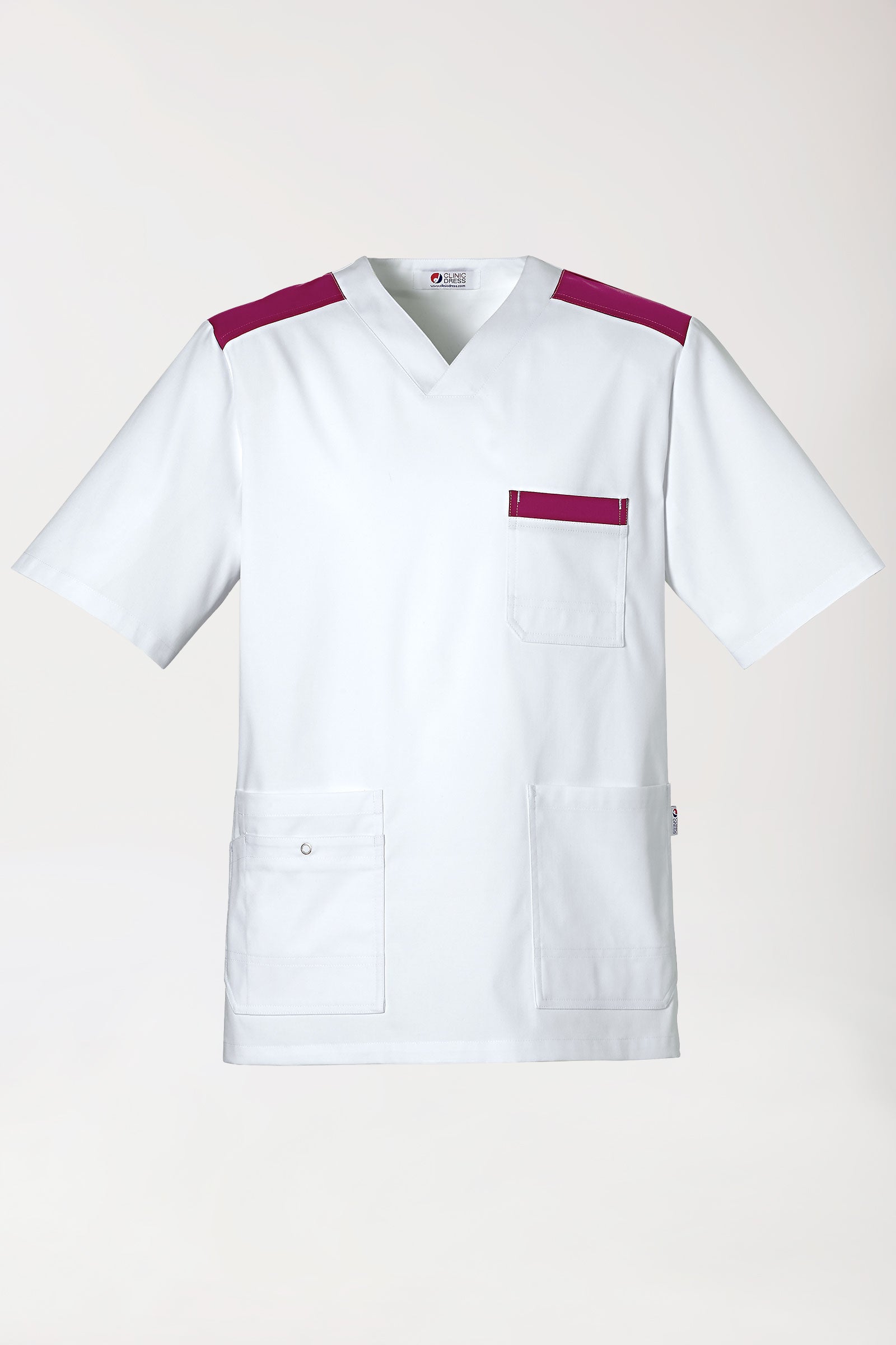 CLINIC STRETCH Schlupfkasack Herren weiss/berry, Vorderansicht