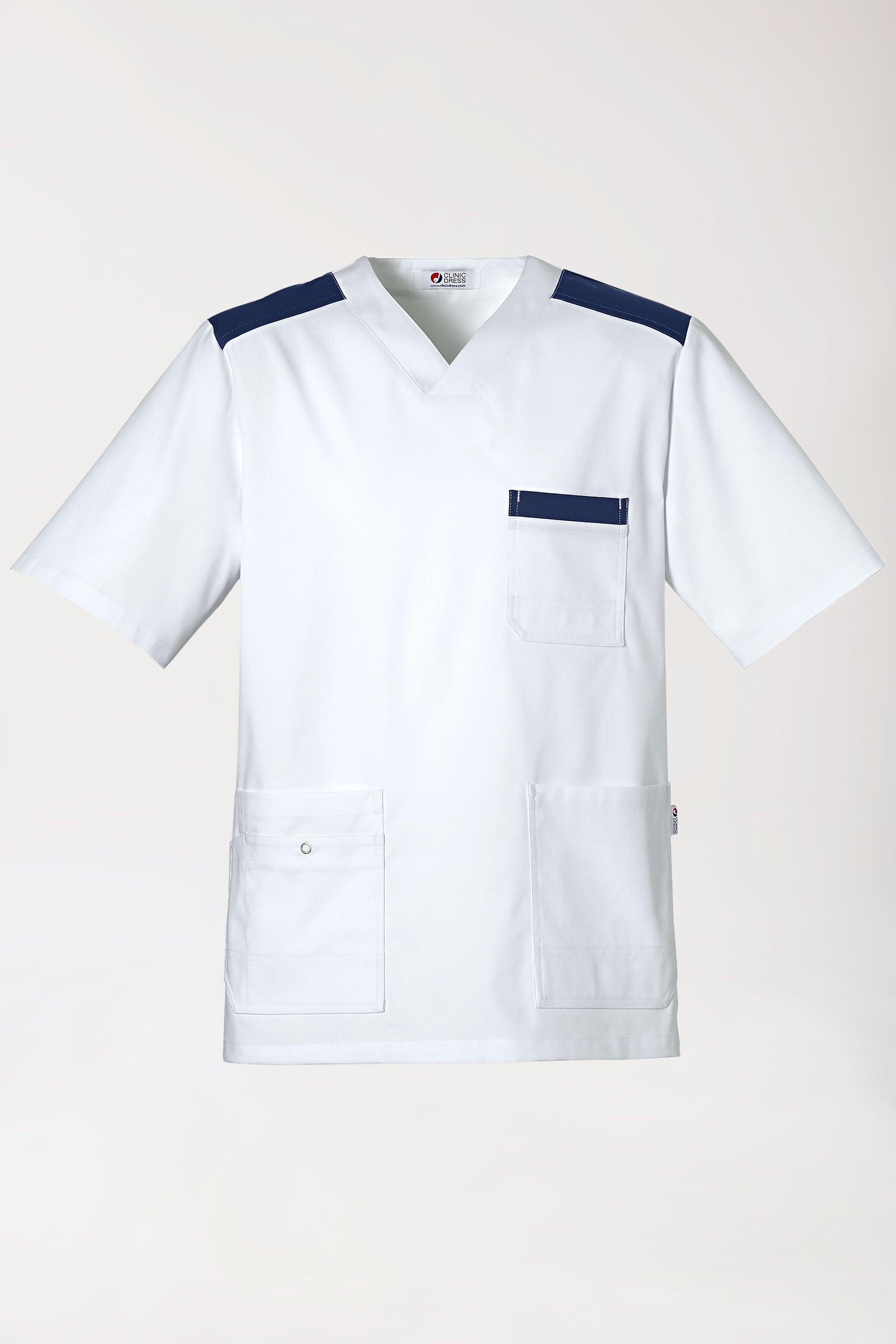 CLINIC STRETCH Schlupfkasack Herren weiss/navy, Vorderansicht