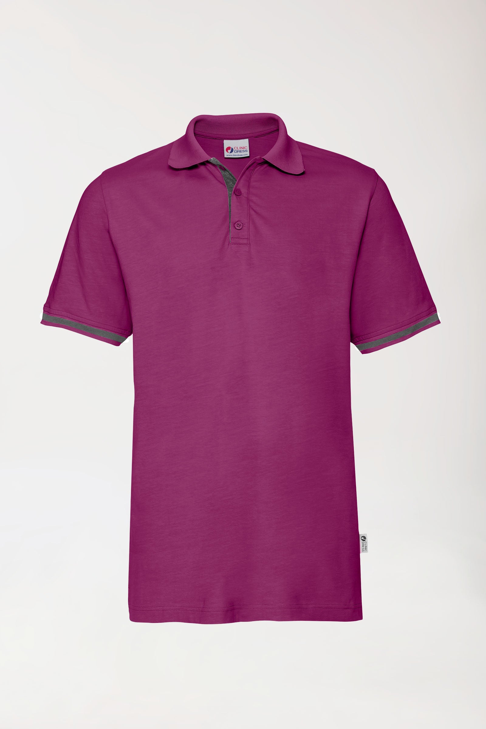 Stretch Shirt Herren - Polokragen berry/dunkelgrau melange