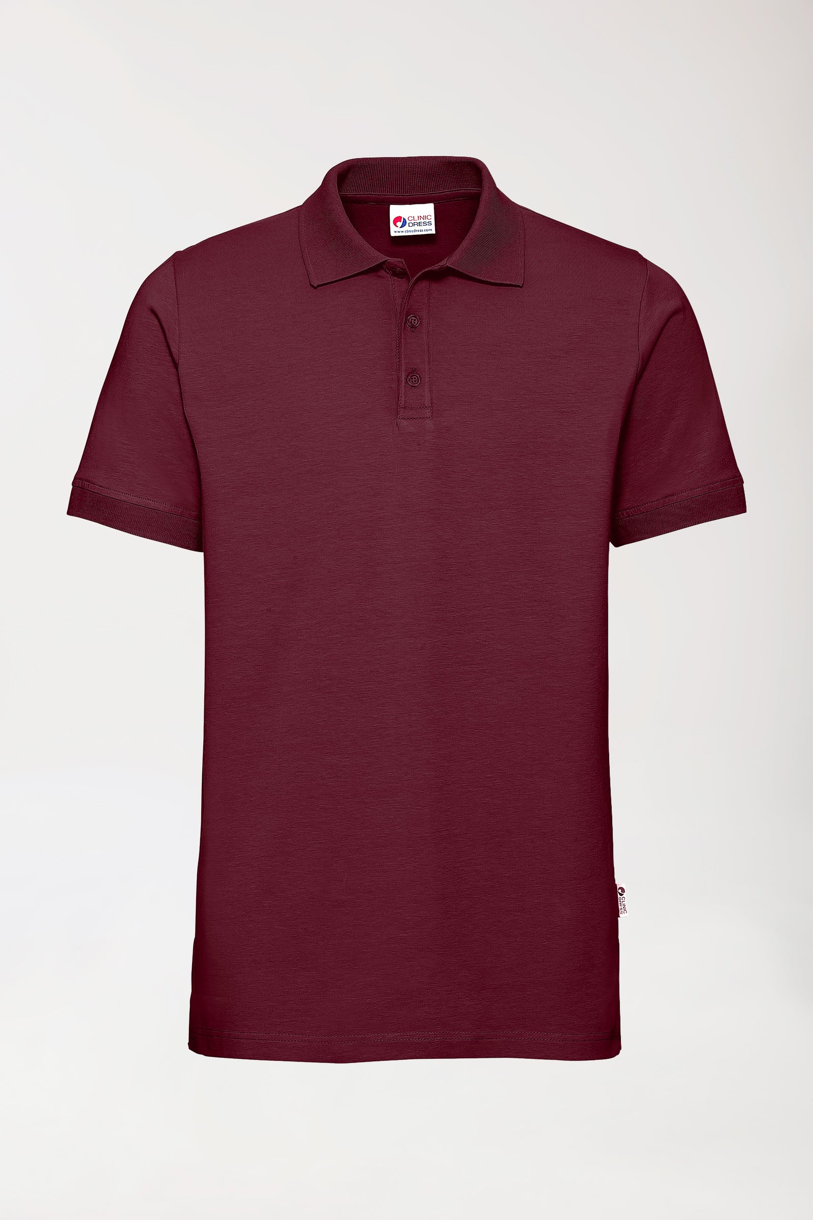 Stretch Shirt Herren - Polokragen - Knopfleiste - bordeaux, Vorderansicht