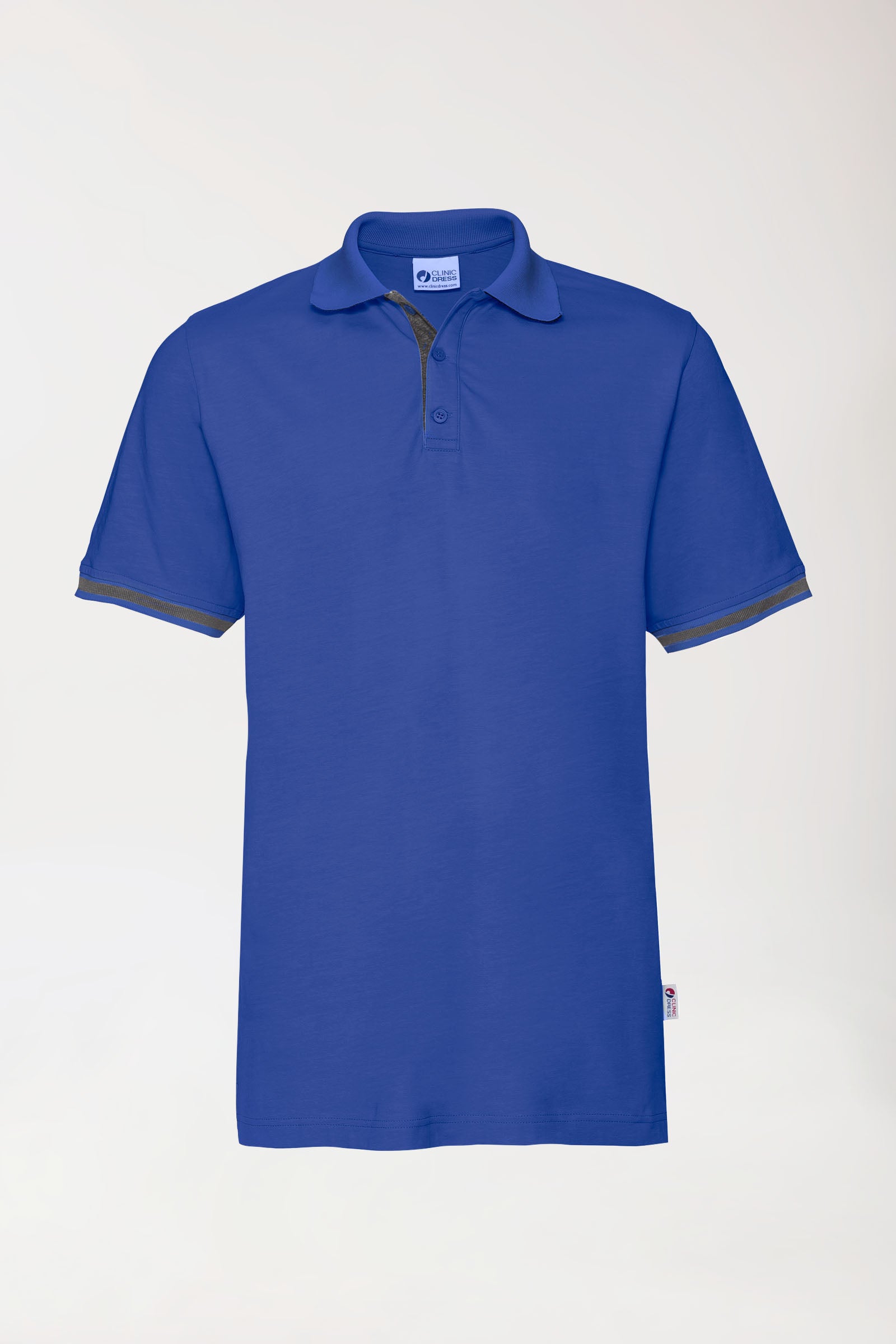 Stretch Shirt Herren - Polokragen königsblau/dunkelgrau melange, Vue de face