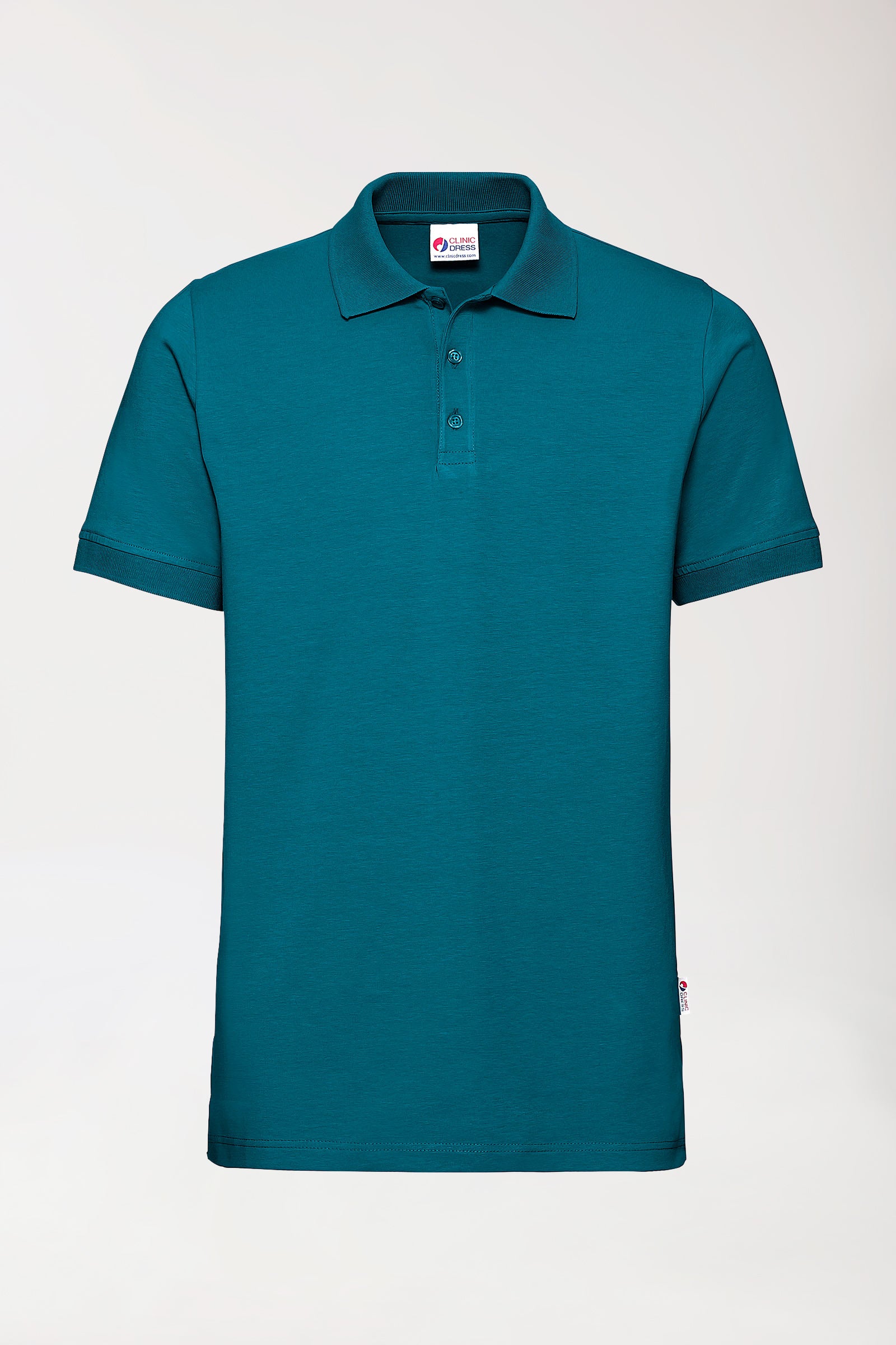Stretch Shirt Herren - Polokragen - Knopfleiste petrol, Vorderansicht