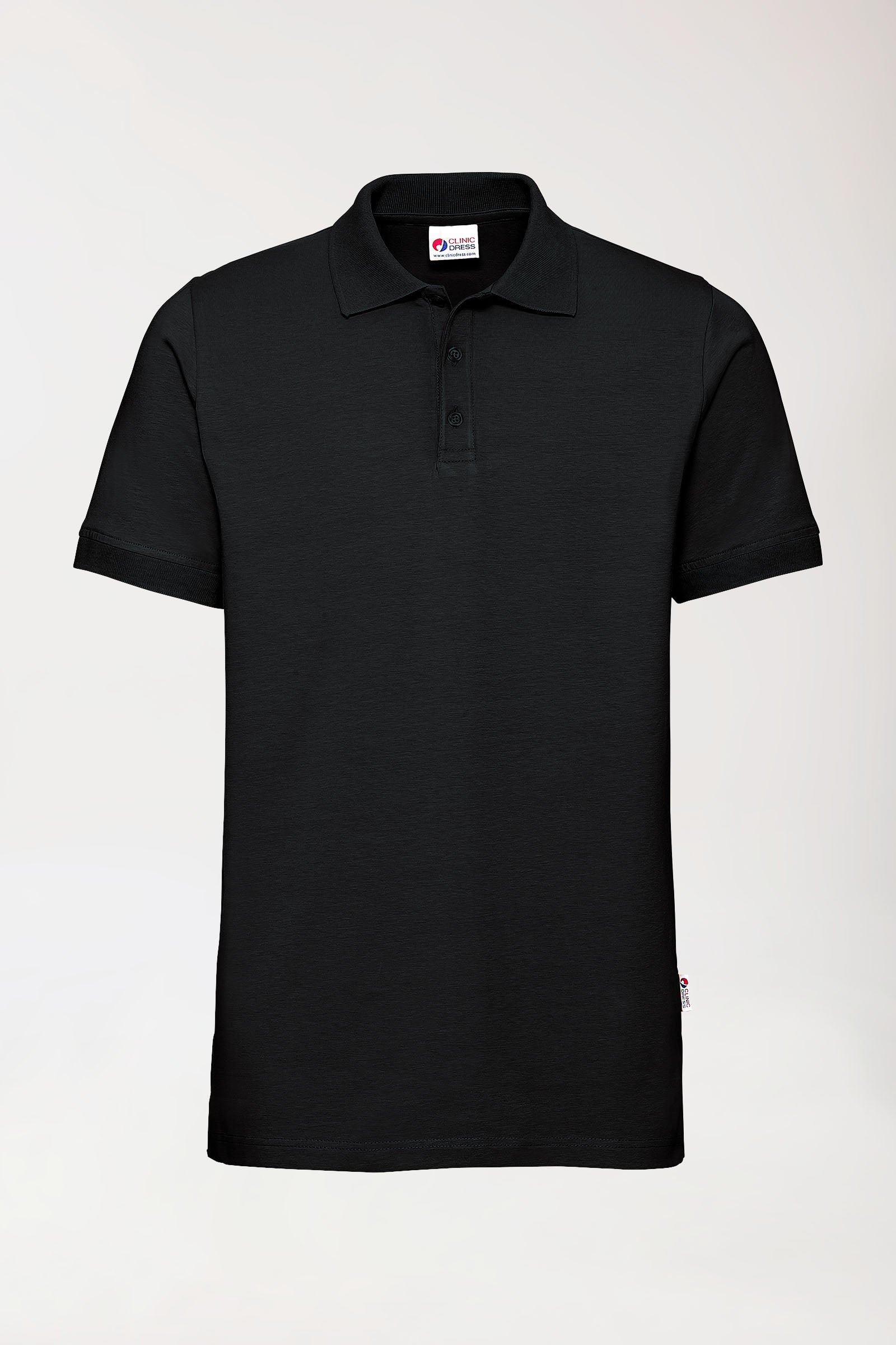 Stretch Shirt Herren - Polokragen - Knopfleiste schwarz, Vorderansicht