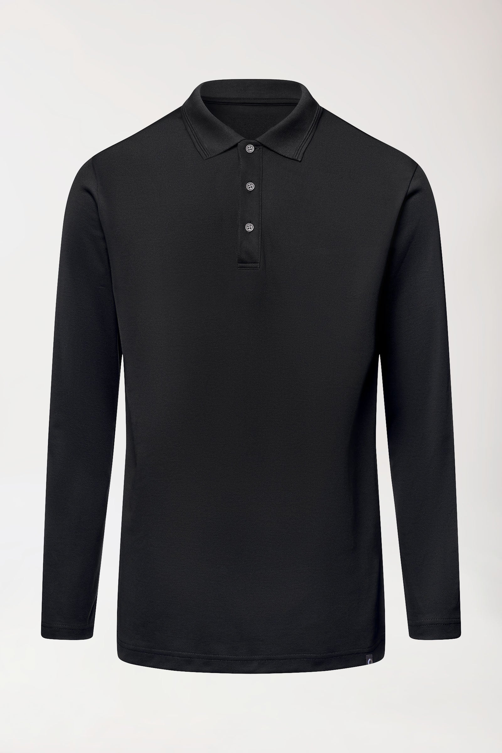 COMFY FLEX Stretch Longsleeve Herren - Polokragen schwarz, Vue de face