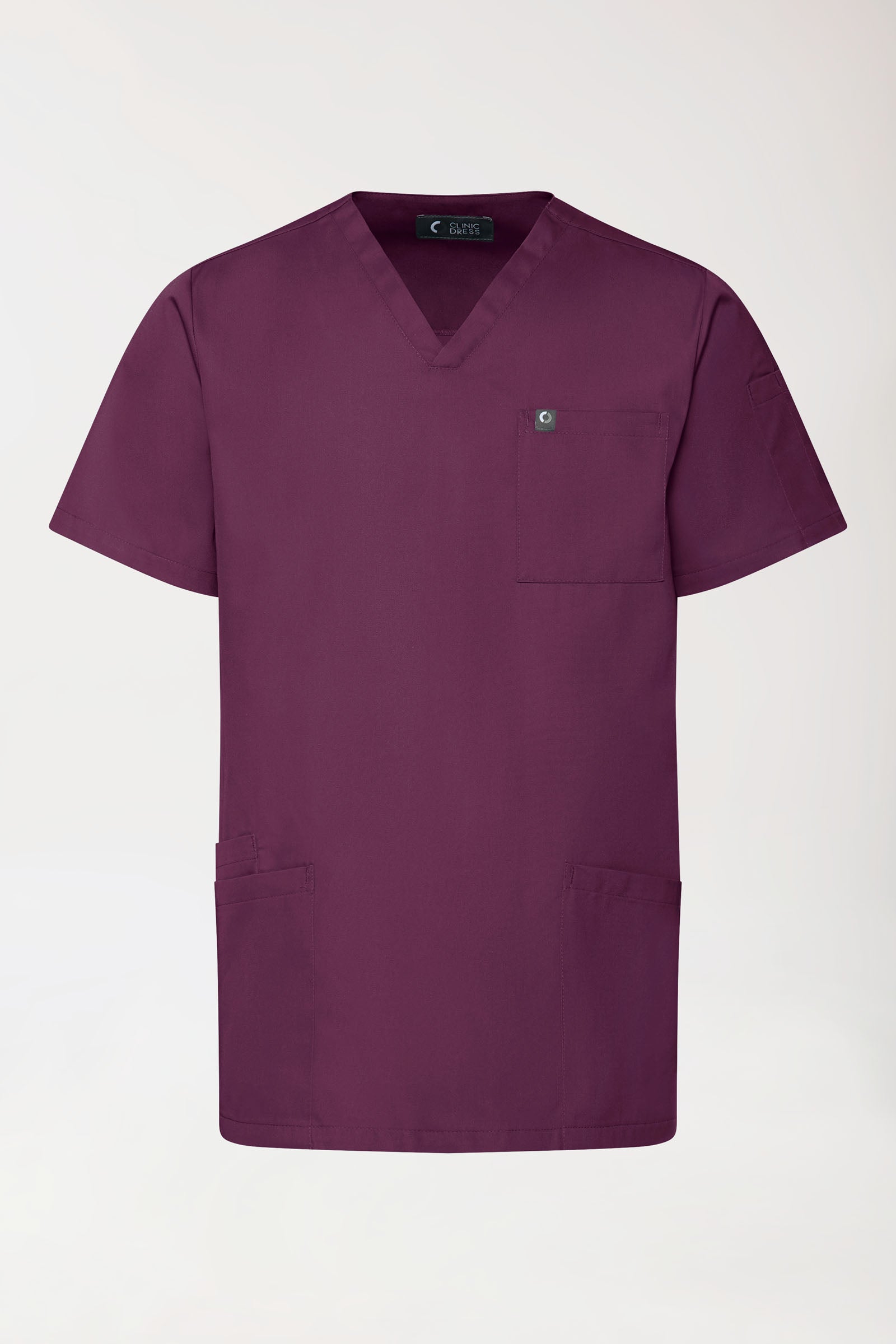 GREEN Stretch Schlupfkasack Herren - V-Ausschnitt pflaume, Vorderansicht