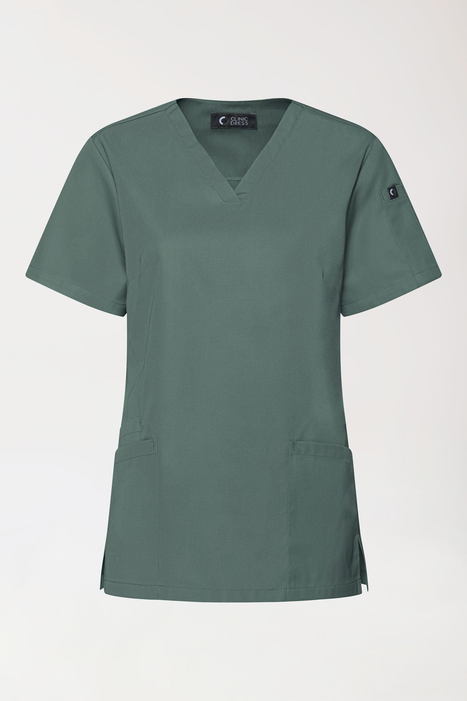 GREEN Stretch Schlupfkasack Damen - V-Ausschnitt dunkelgrün, Vue de face