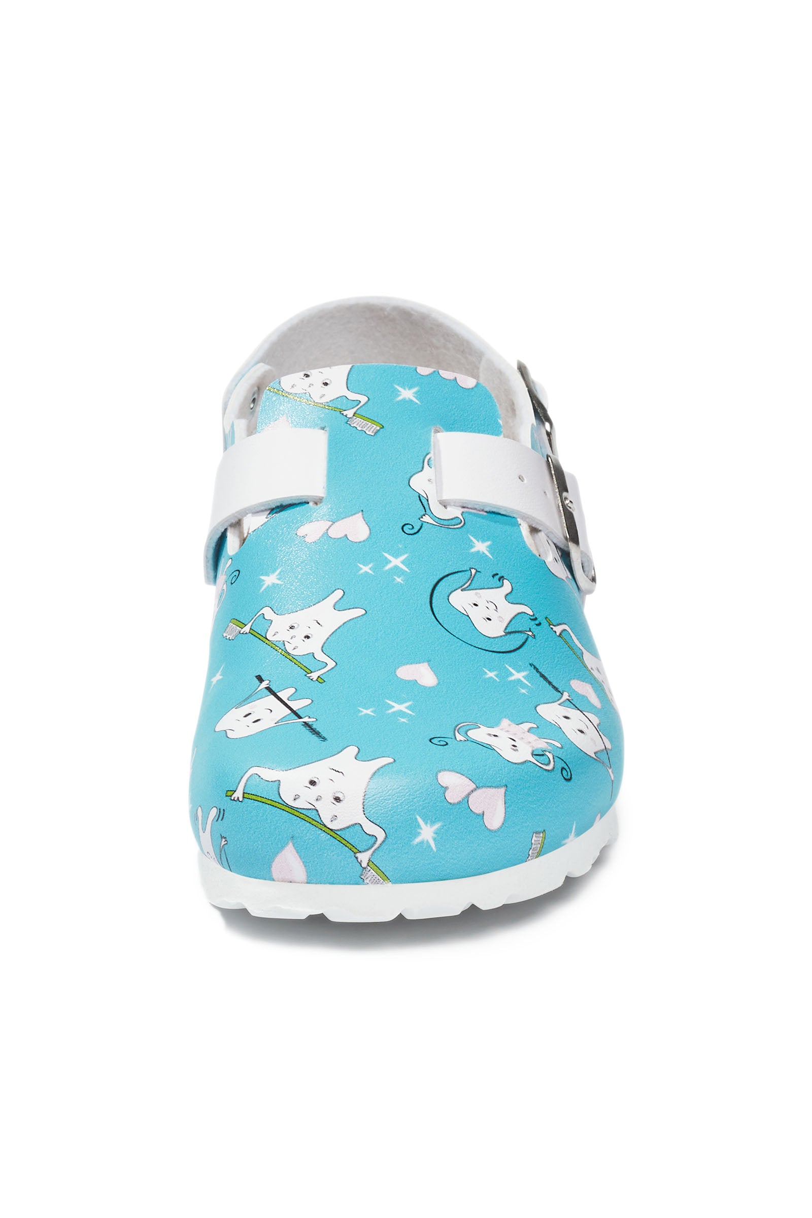 Damen Clog türkis/weiss, Vue de face