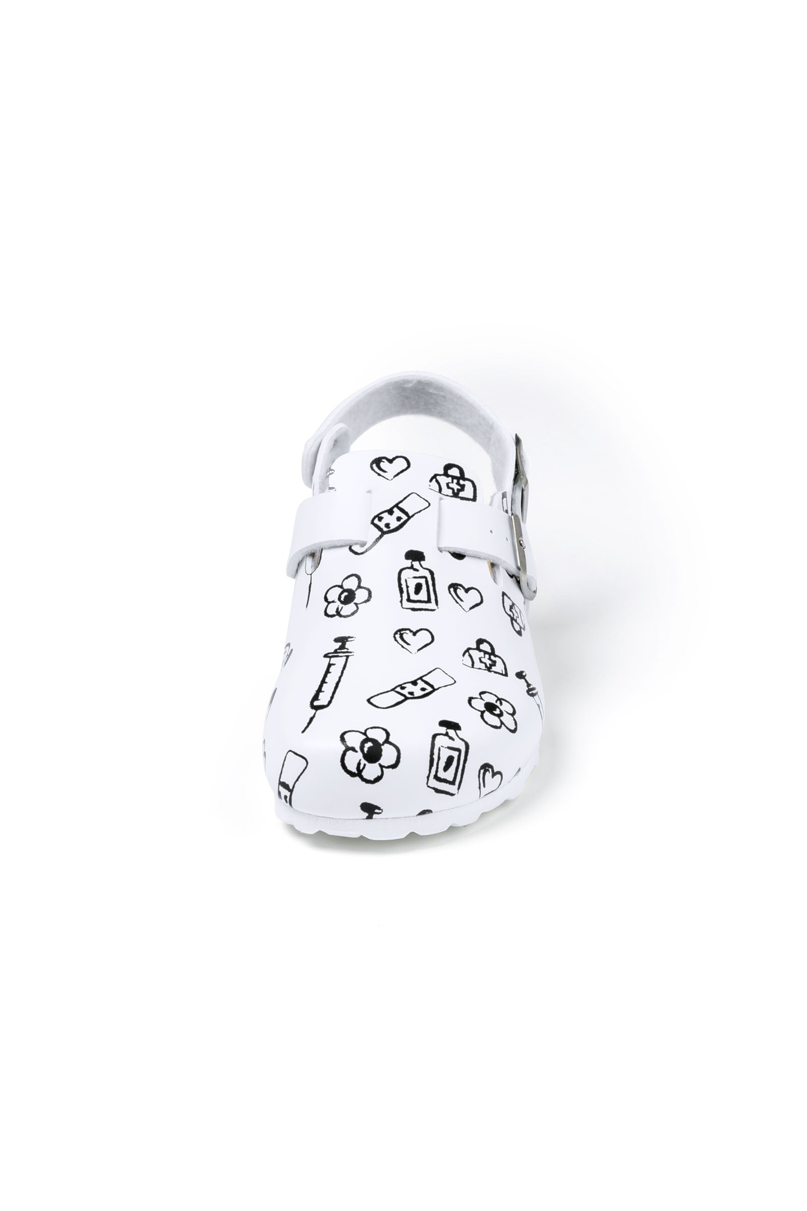 Damen Clog - Fersenriemen - weiss/schwarz