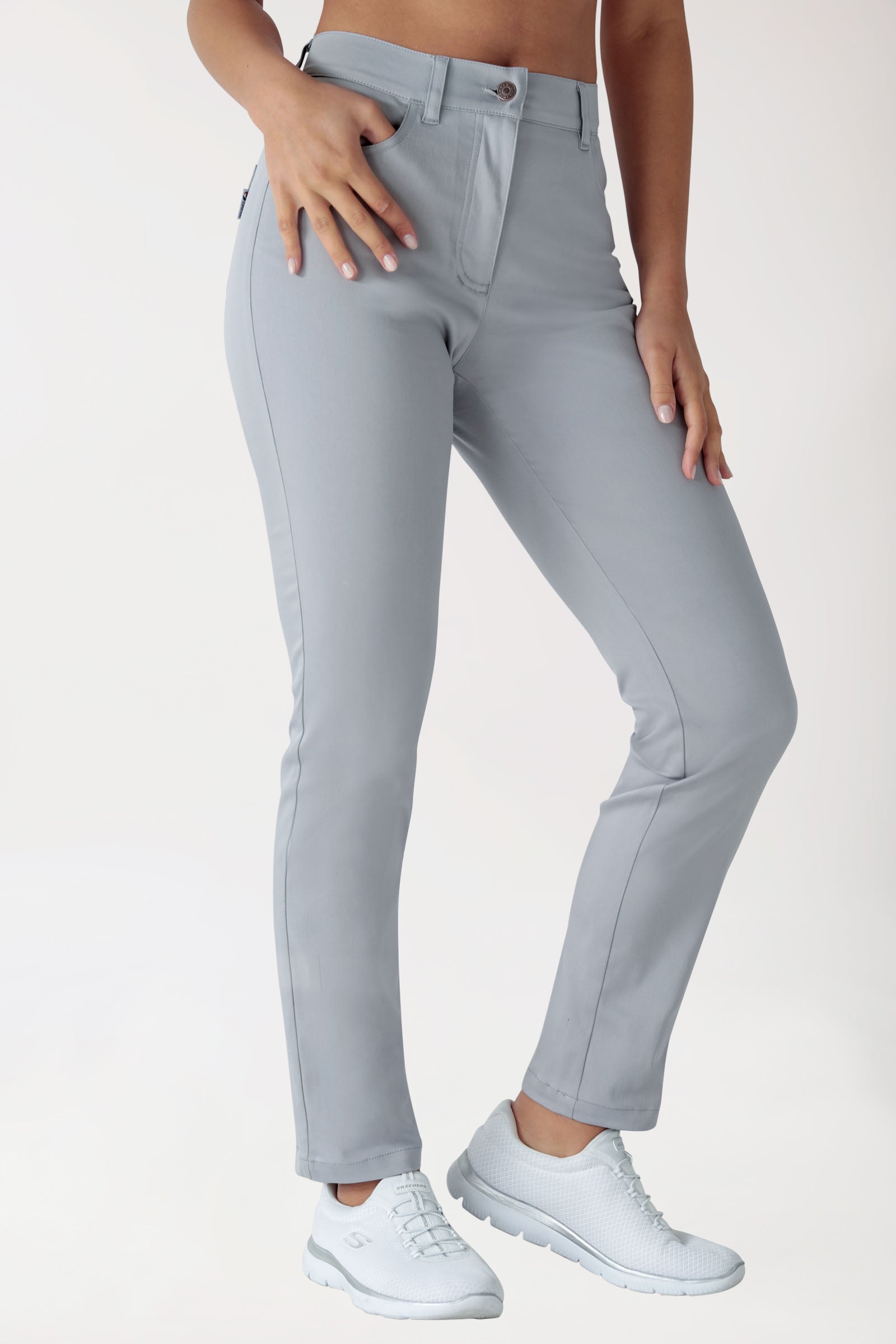 Stretch 5-Pocket Hose Damen - gerades Bein grau
