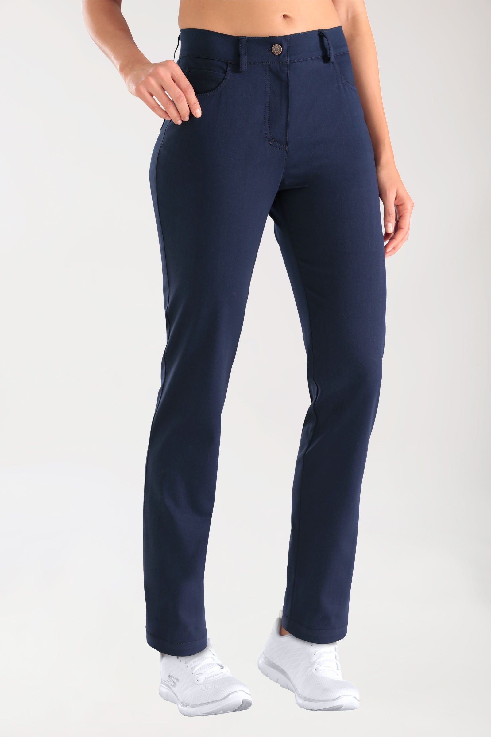 Stretch 5-Pocket Hose Damen - gerades Bein navy