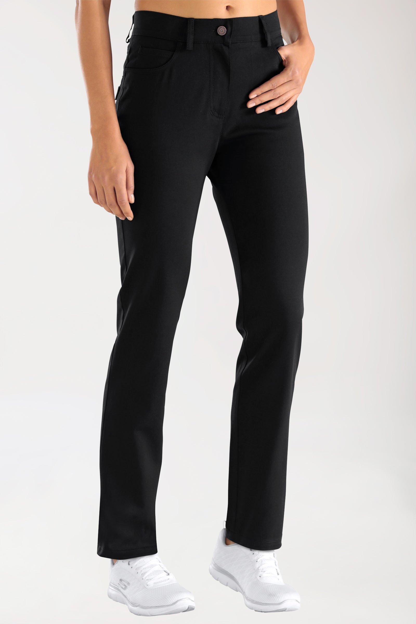 Stretch 5-Pocket Hose Damen - gerades Bein schwarz