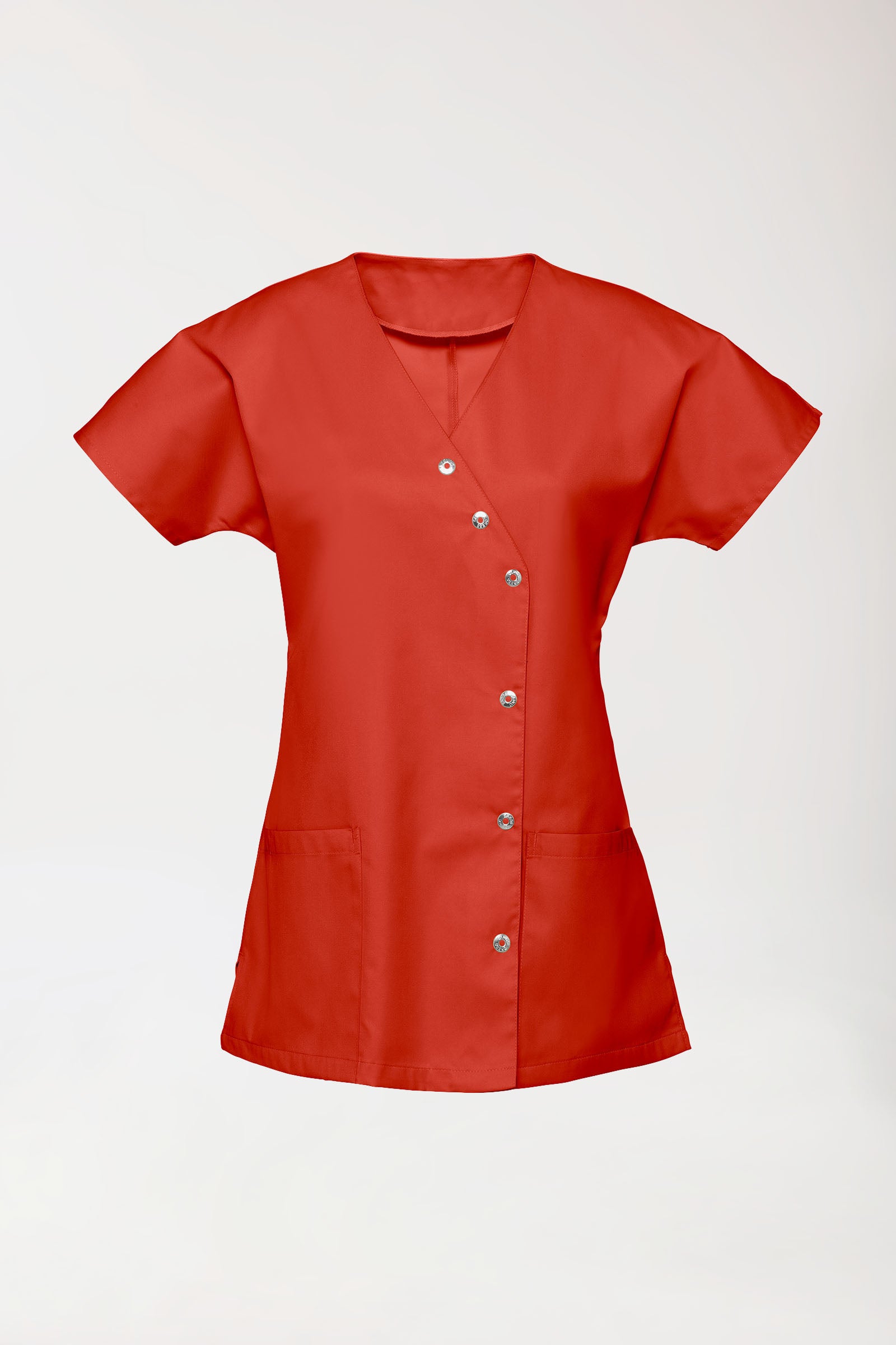 Kasack Damen - asymmetrische Druckknopfleiste mandarinrot