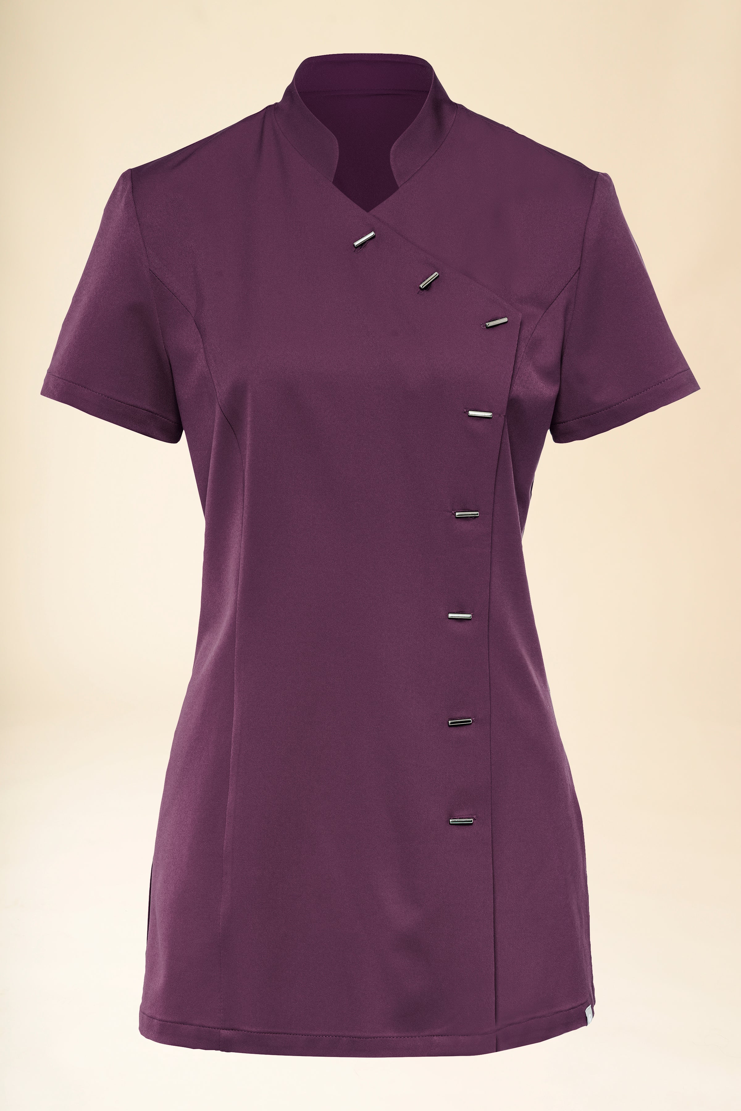 KAERE Kasack Damen - asymmetrische Knopfleiste pflaume