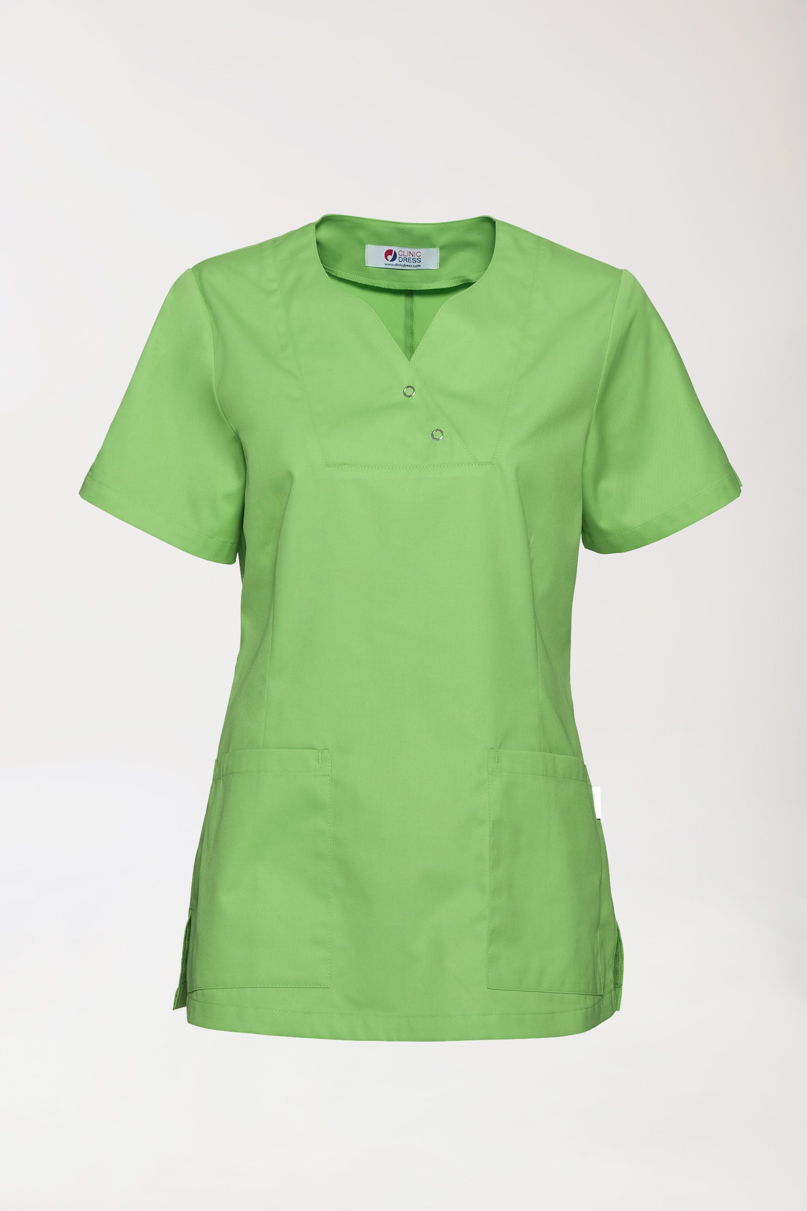 CORE Schlupfkasack Damen curved fit - mit Druckknöpfen apfelgrün, Vue de face