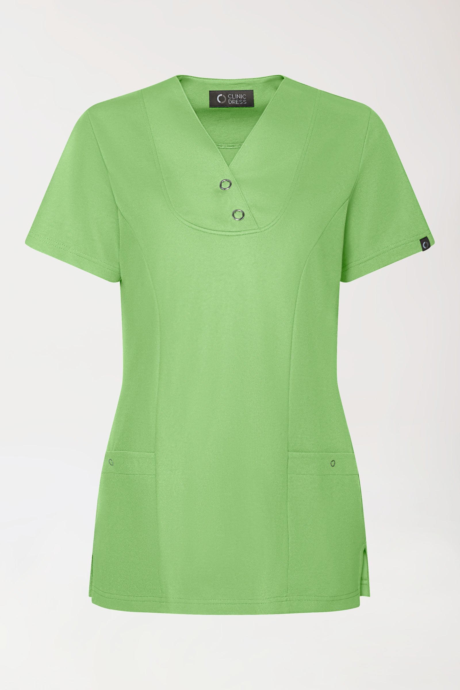 COMFY FLEX Stretch Schlupfkasack Damen - mit Druckknöpfen apfelgrün, Vue de face