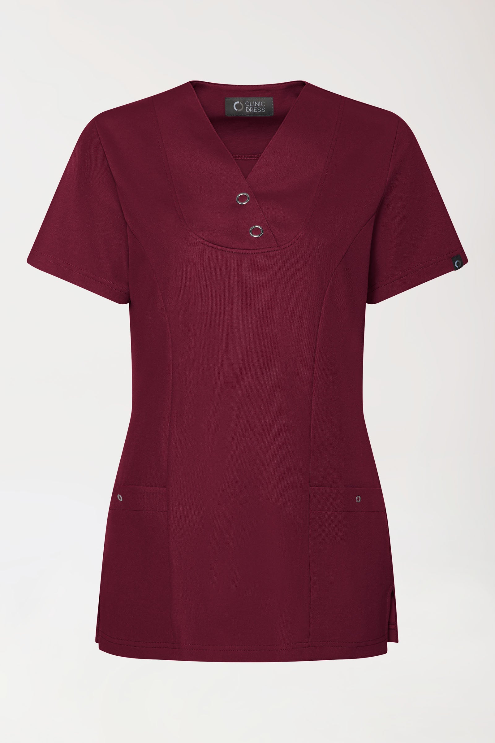 COMFY FLEX Stretch Schlupfkasack Damen - mit Druckknöpfen bordeaux, Vue de face