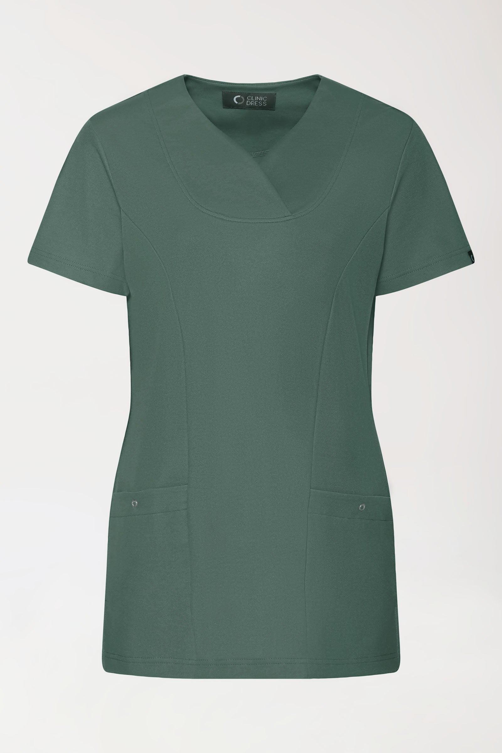 COMFY FLEX Stretch Schlupfkasack Damen - Herzausschnitt dunkelgrün, Vue de face