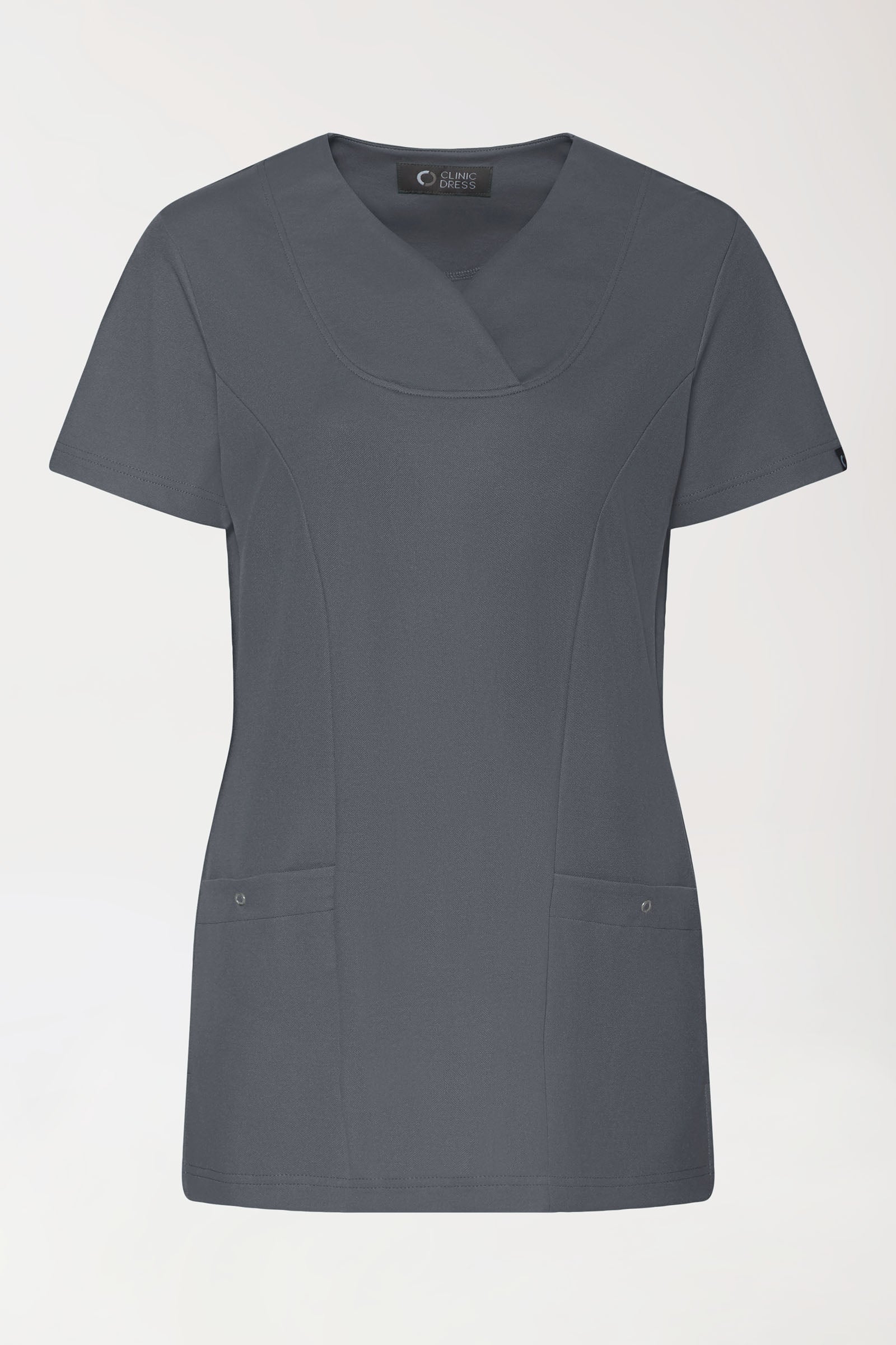 COMFY FLEX Stretch Schlupfkasack Damen - Herzausschnitt steingrau, Vue de face