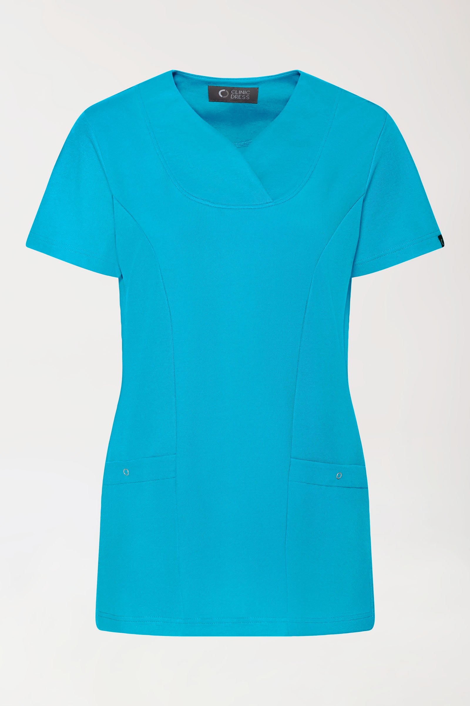 COMFY FLEX Stretch Schlupfkasack Damen - Herzausschnitt türkis, Vorderansicht