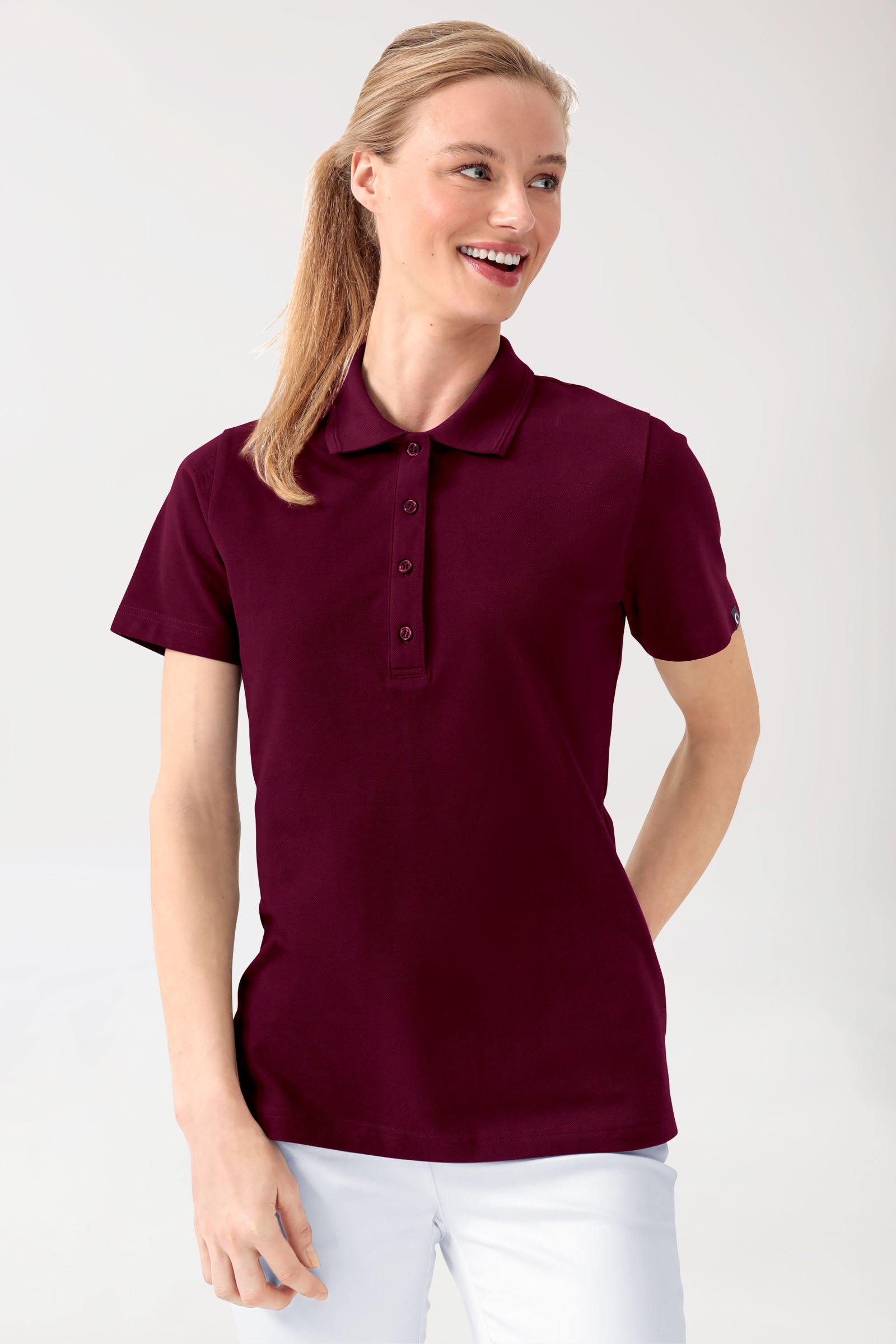 COMFY FLEX Stretch Shirt Damen - Polokragen bordeaux
