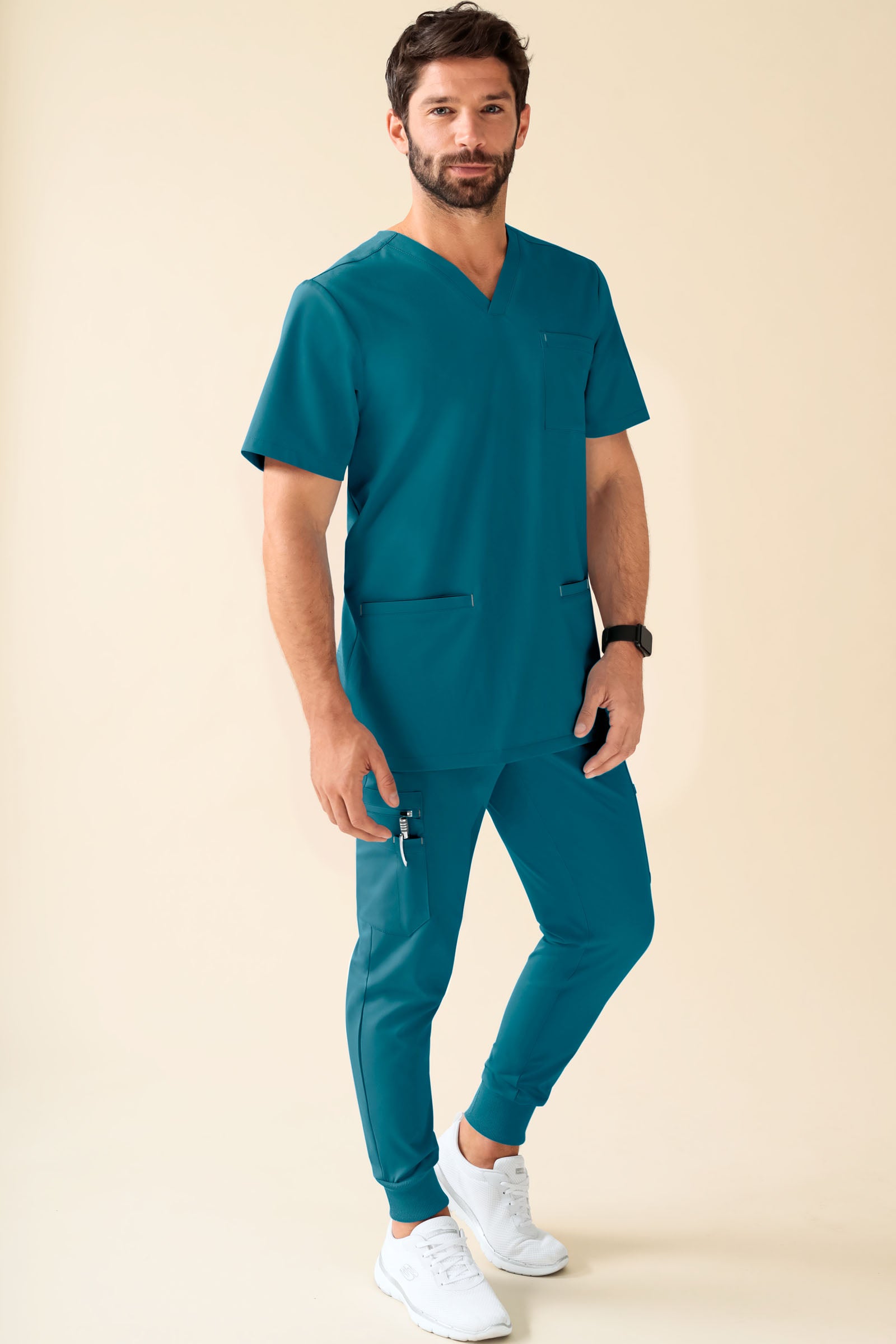 KAERE Hose Herren - Saumbündchen Kurzgr. mit Beintaschen petrol, Vue de face