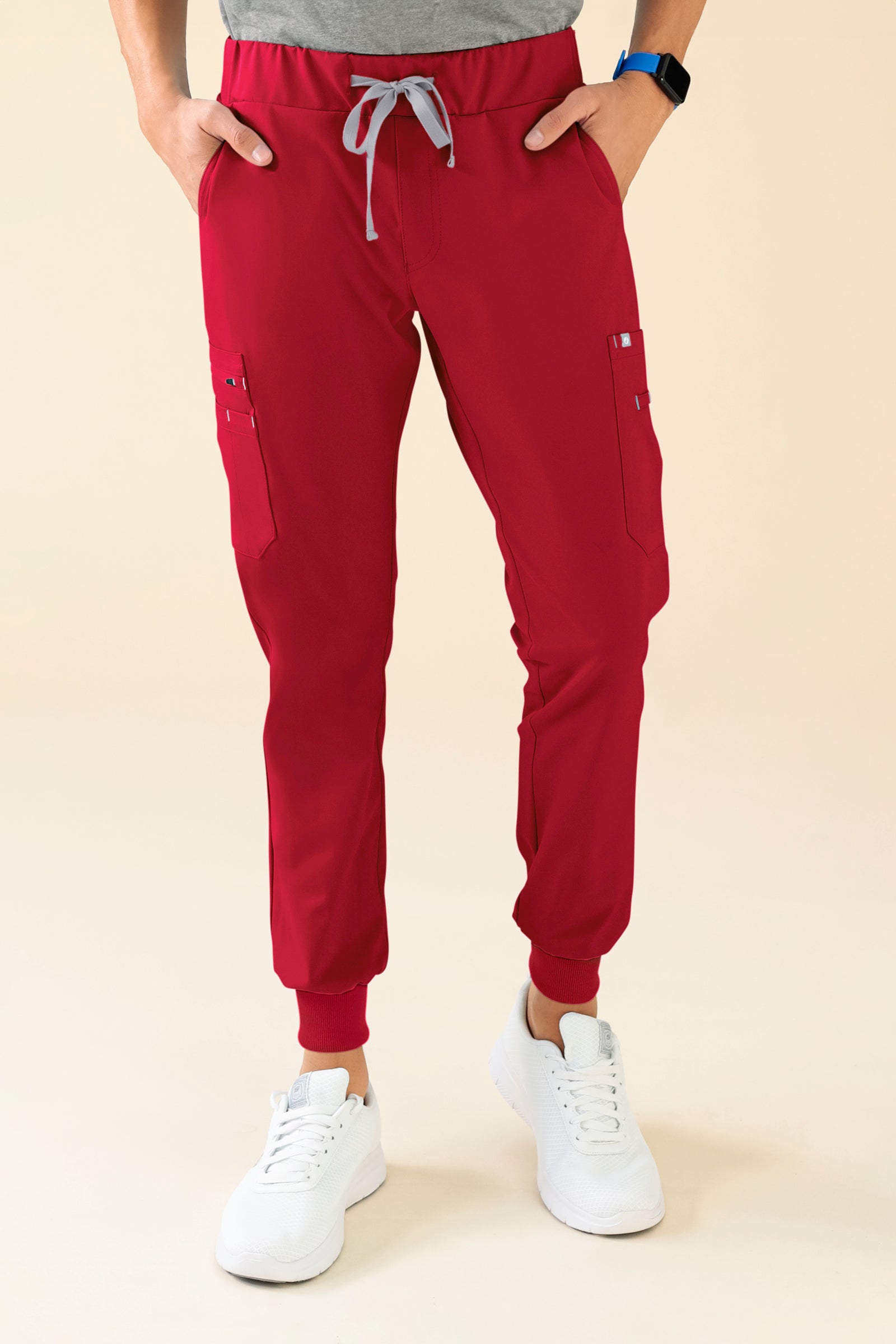 KAERE Hose Herren - Saumbündchen mit Beintaschen rot