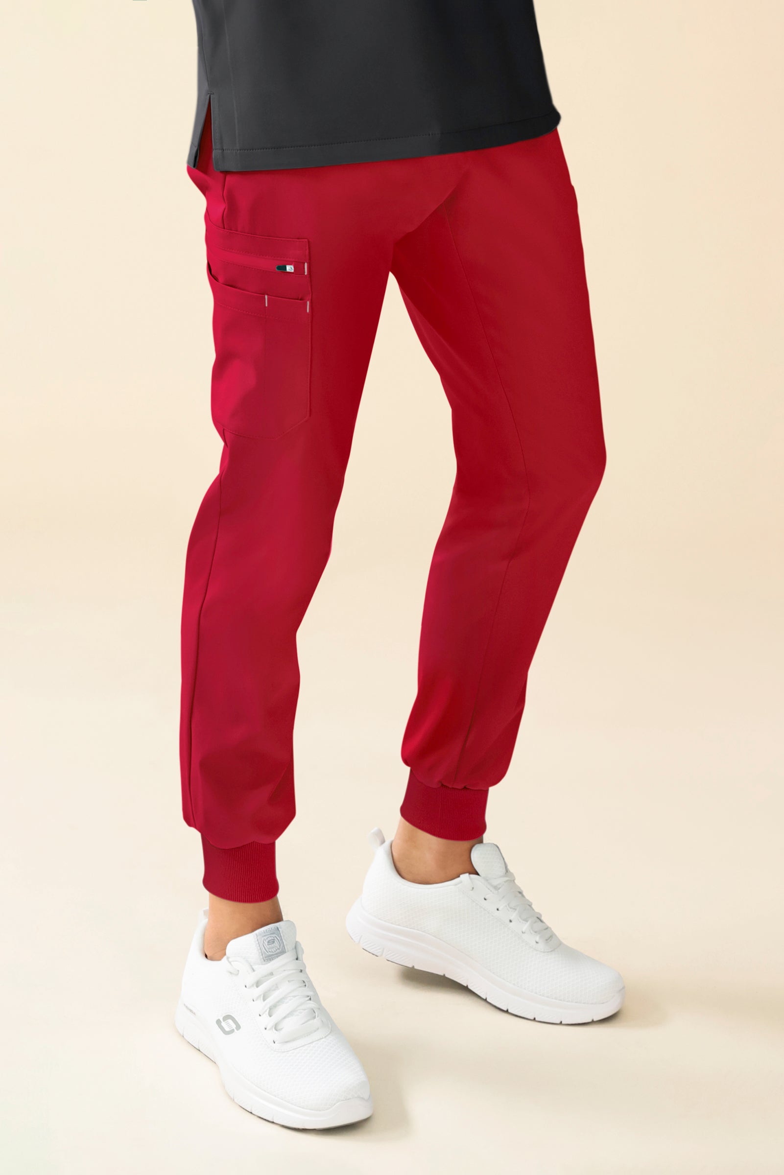 KAERE Hose Herren - Saumbündchen mit Beintaschen rot, Vue de face