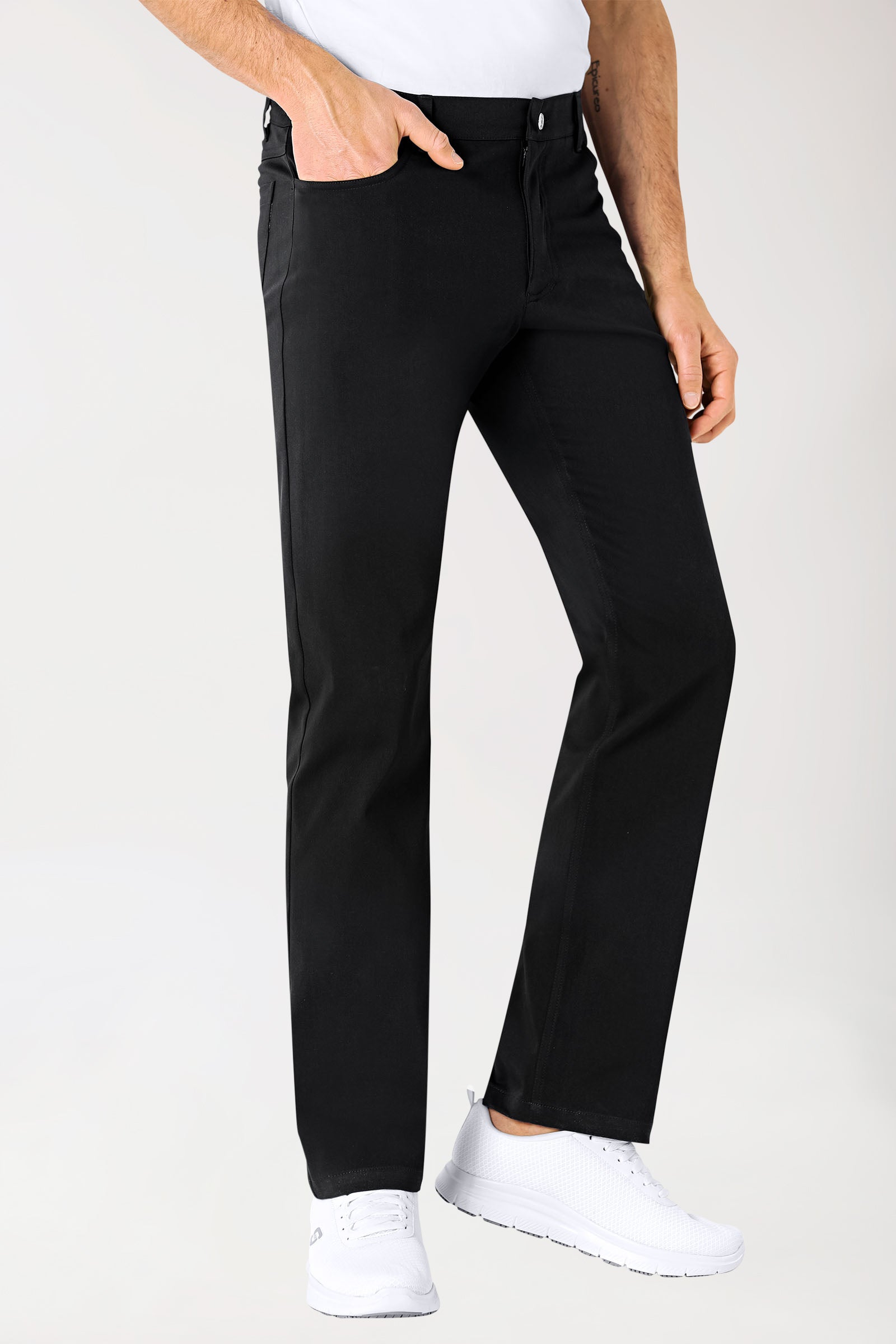 Stretch 5-Pocket Hose Herren - gerades Bein schwarz