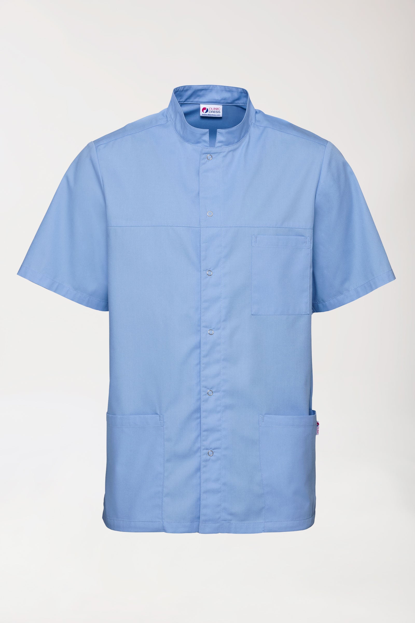 Stretch Kasack Herren - durchgeknöpft himmelblau, Vue de face