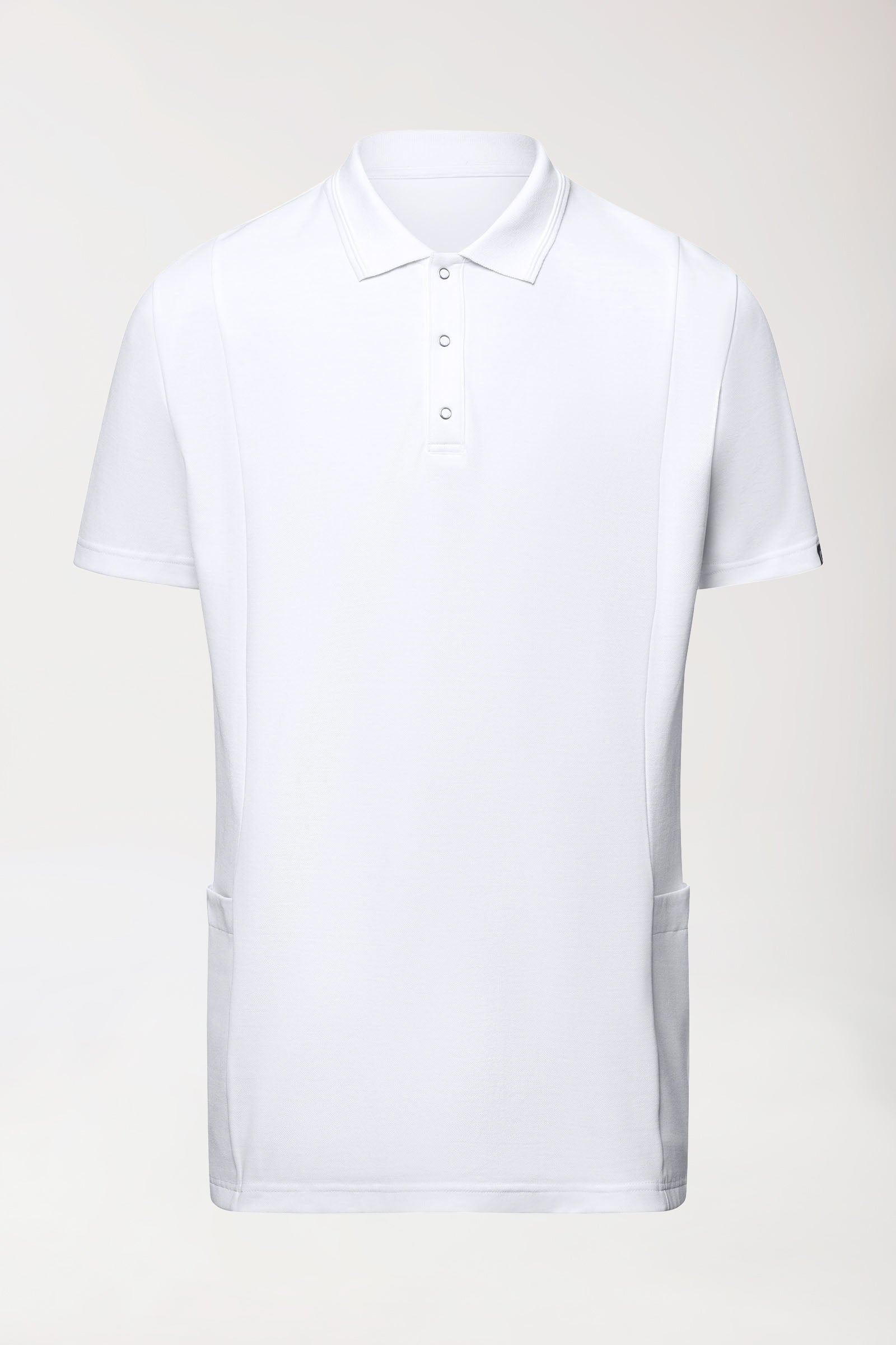 COMFY FLEX Stretch Schlupfkasack Herren - Polokragen weiss, Vue de face