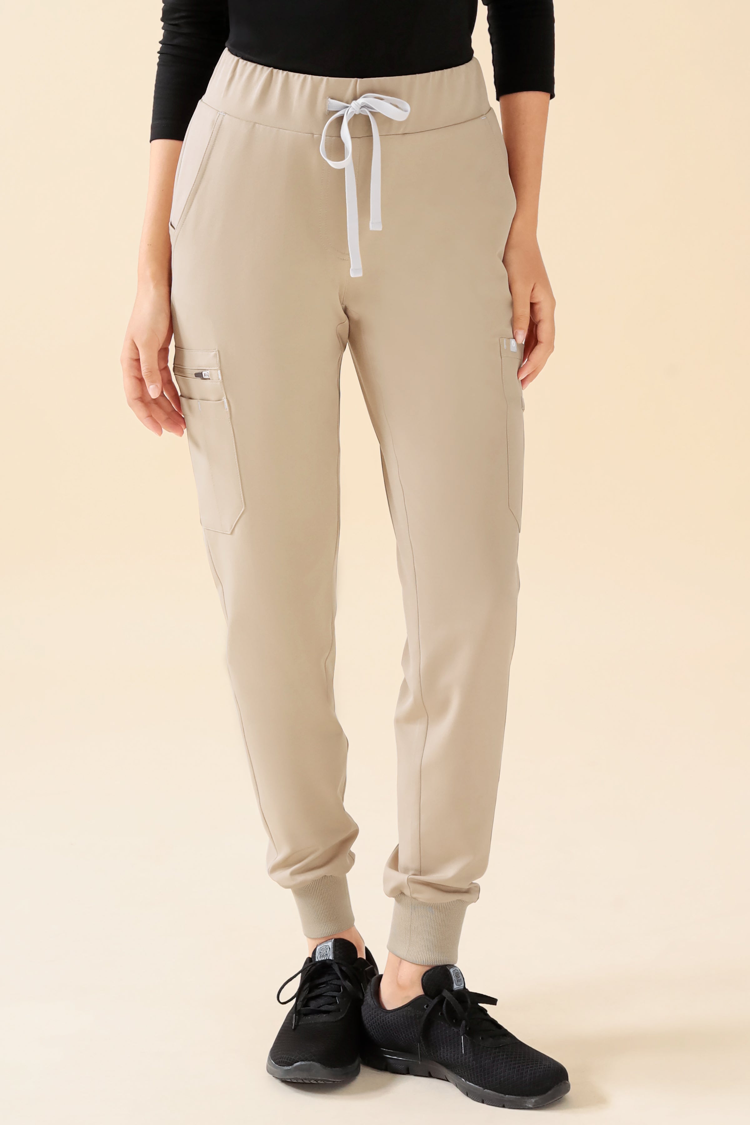 KAERE Hose Damen - Saumbündchen mit Beintaschen sand